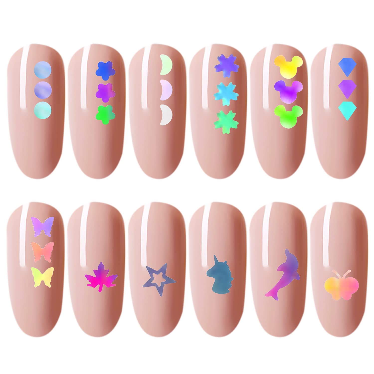 Holographic Butterfly Nail Art Sequins - Sparkly Flakes & Glitter Stickers for Nail Decoration | DIY Manicure, Party & Festival Nail Designs