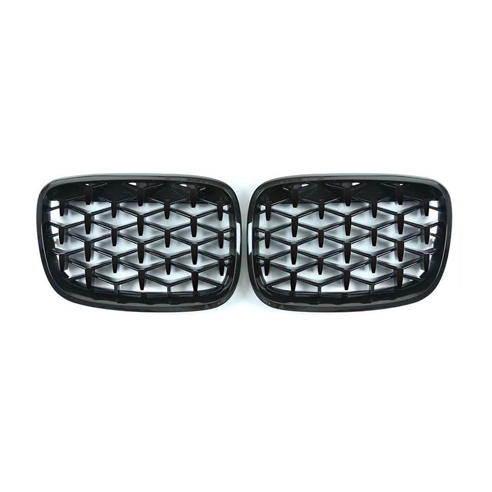 BMW E70 E71 E72 X5 X6 2007-2013 Chrome Mesh Front Kidney Grille - Gloss Black Diamond Grills (2Pc Set) | Car Accessories & Exterior Parts | Perfect for Customization & Car Upgrades