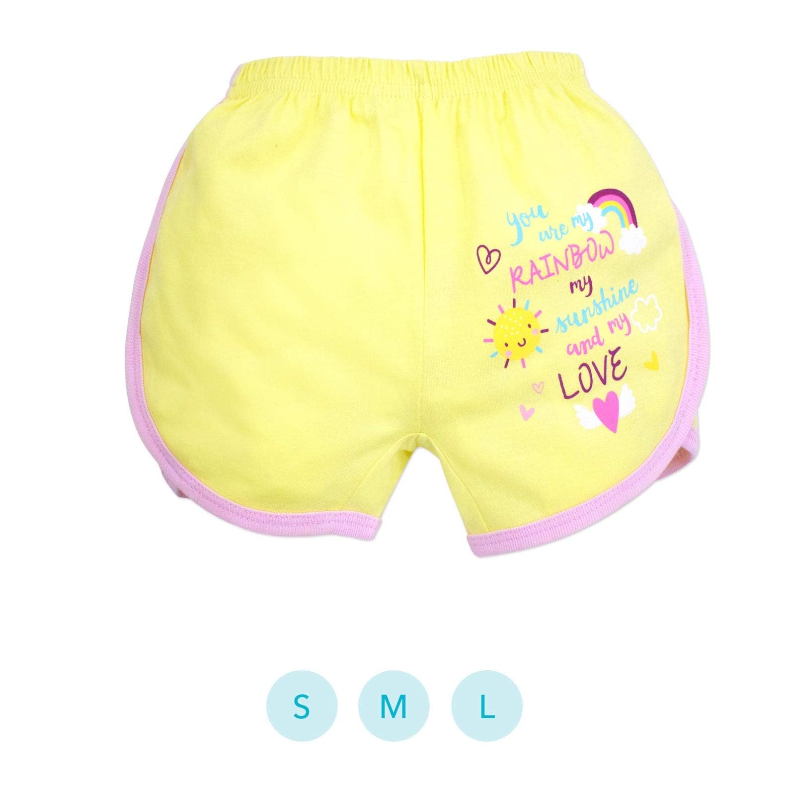 **Soft 100% Cotton Baby Girls' Shorts - 3-Pack (Kindness Collection) | Comfortable & Breathable for Summer Play, Outings & Casual Wear**