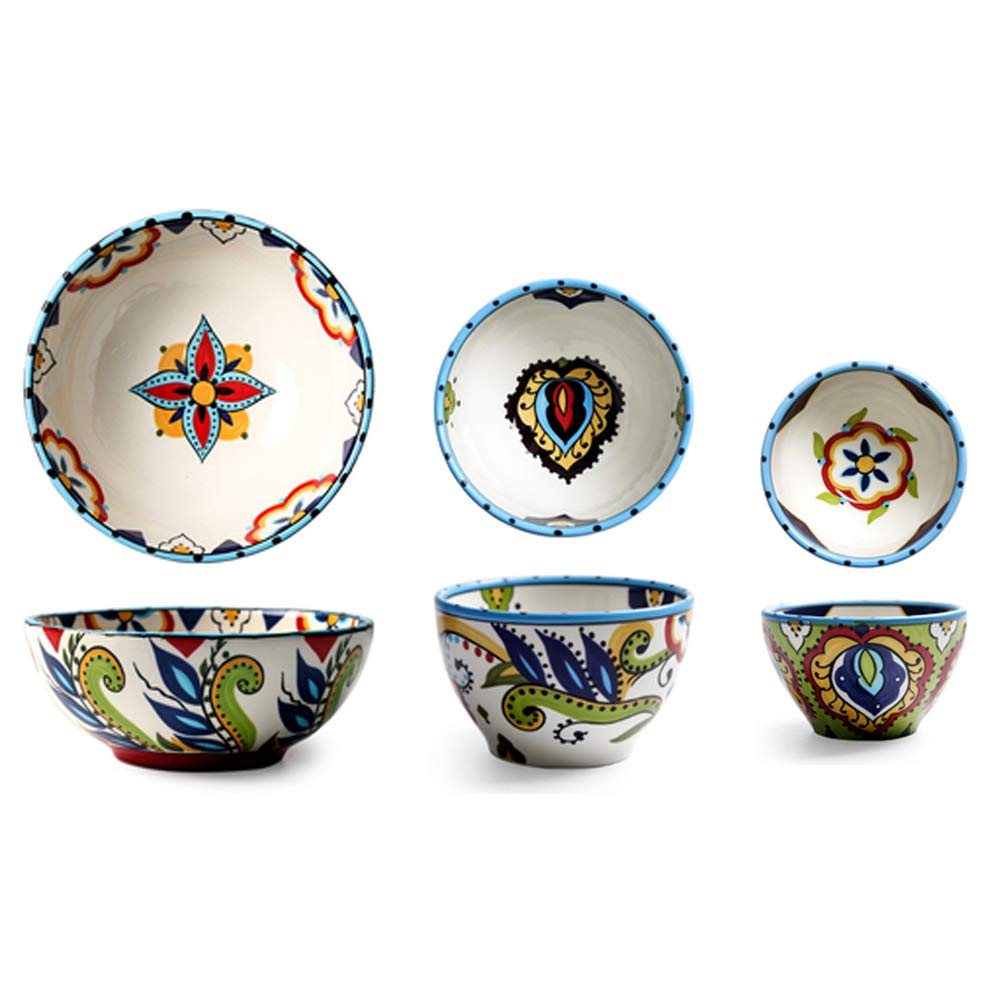SCAU 4/5/6 Inch Porcelain Bowls Set of 3 - 16/10 Oz Ceramic Bowls for Cereal, Soup, Salad & Pasta - Durable Kitchen & Dining Tableware for Home, Restaurant & Party Use