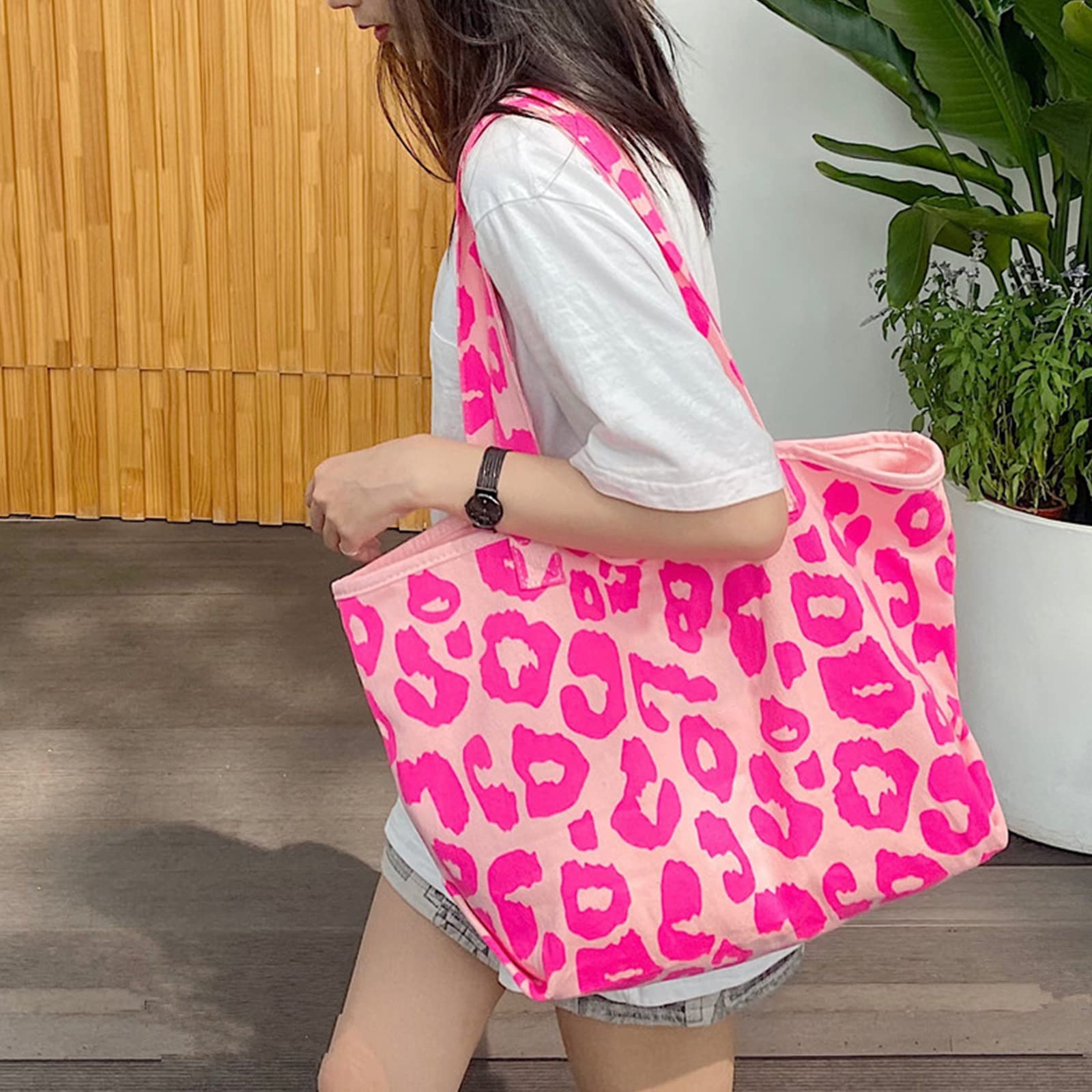 Yooamz Large Canvas Tote Bags for Women - Stylish Leopard Print Shoulder Bag | Durable Casual Handbag for School, Work, Shopping & Travel | Perfect as Eco-Friendly Grocery Bag, Beach Tote & Everyday Carry