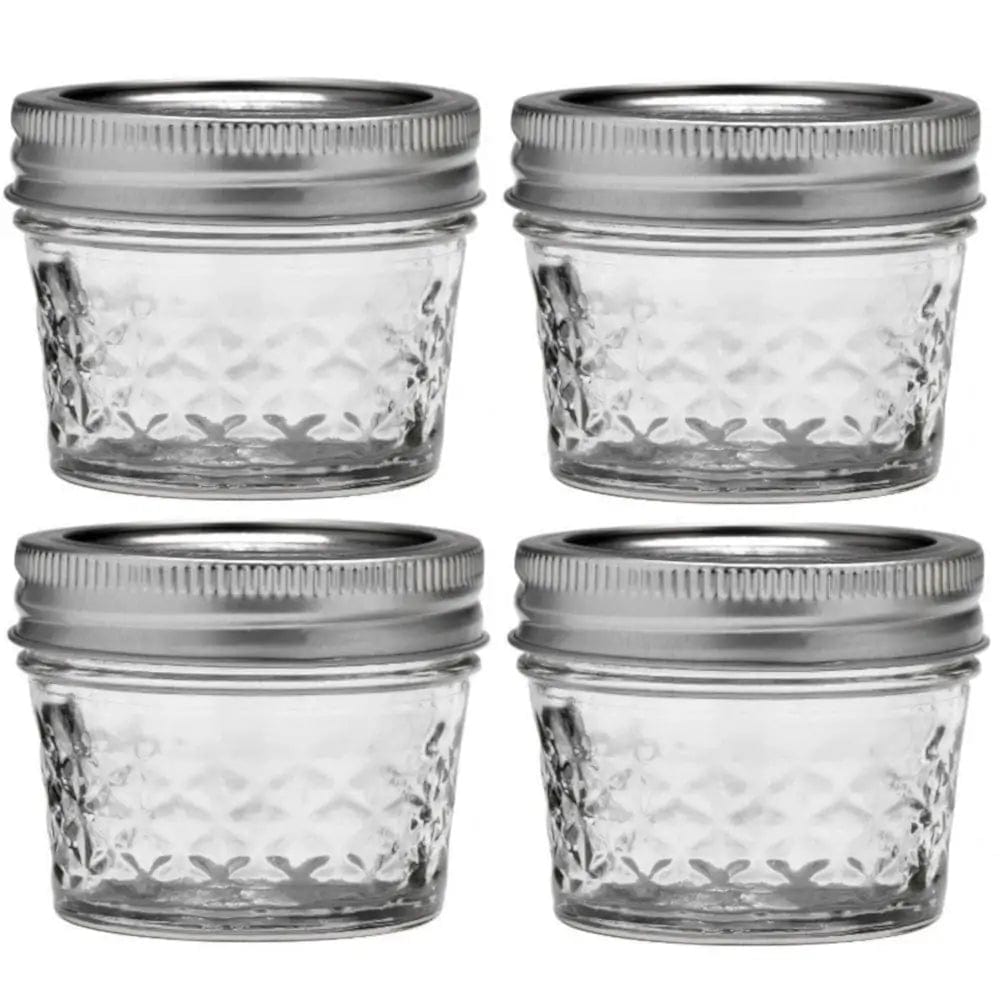 Ball Mason Jar Quilted 4oz (130ml) Regular Mouth Glass Jars - Set of 4 - Perfect for Canning, Storage & DIY Crafts
