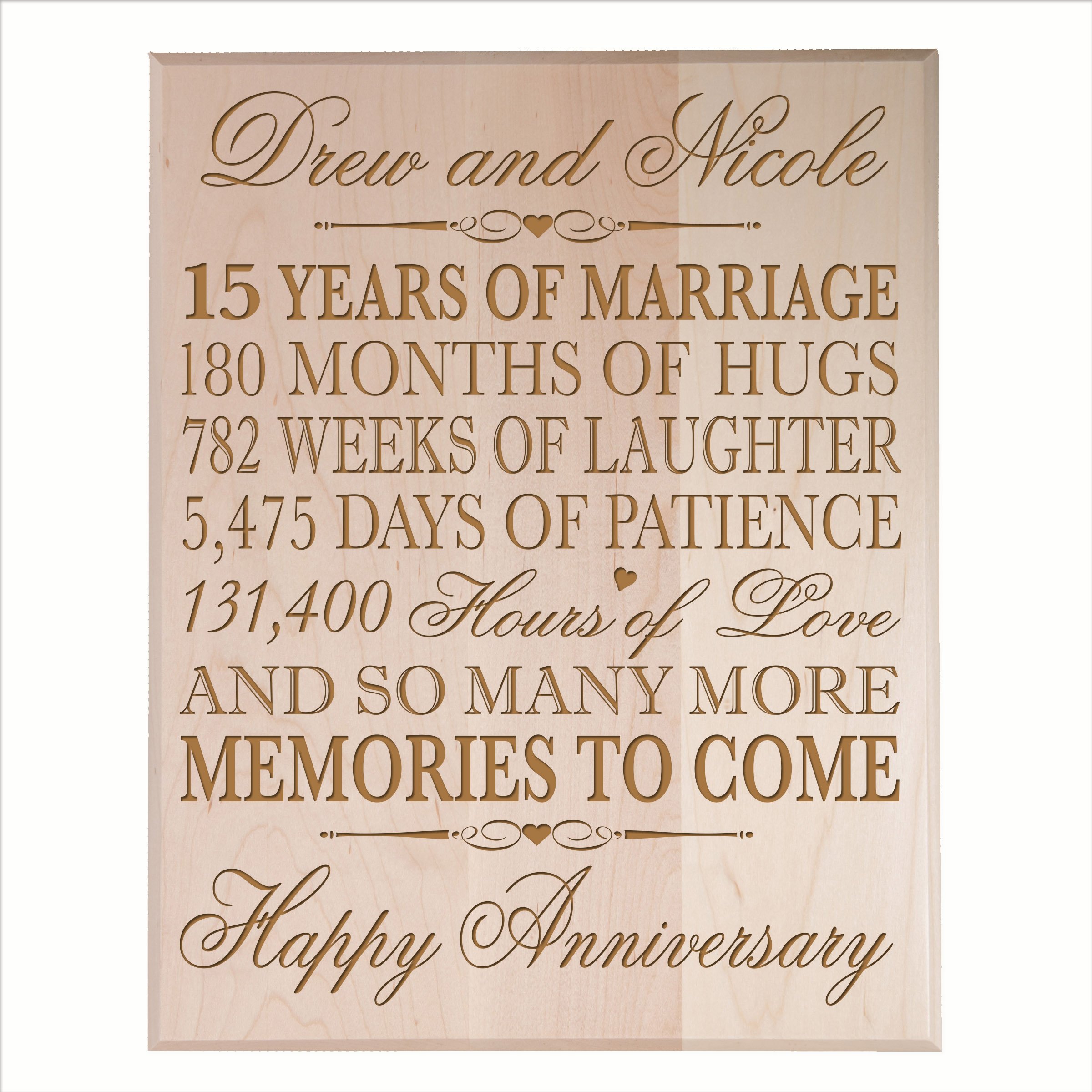 Personalized 15th Wedding Anniversary Gift for Couples - Custom Engraved Maple Solid Wood Keepsake Box - Perfect for Romantic Celebrations & Memory Storage