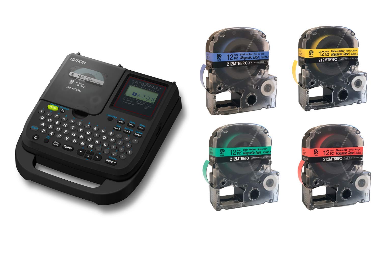 LABELWORKS LW-PX350 Professional Industrial Label Maker Kit with 4-Color Magnet Tape Bundle - 1/2