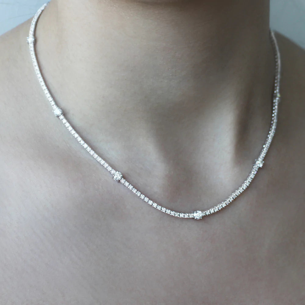 14K Solid Gold Diamond Tennis Necklace - 5.50ct Total Weight (2pt & 18pt Diamonds) | Ready to Ship Luxury Jewelry for Women, Perfect for Weddings, Anniversaries & Special Occasions