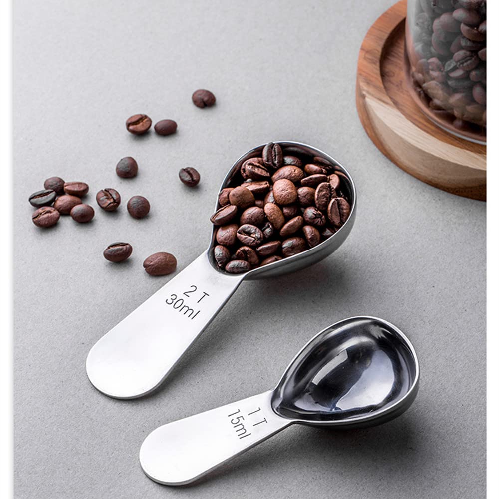 4pc Stainless Steel Coffee Scoops - Short Handle Measuring Spoons for Coffee, Tea, Sugar | Perfect for Home & Cafe Use