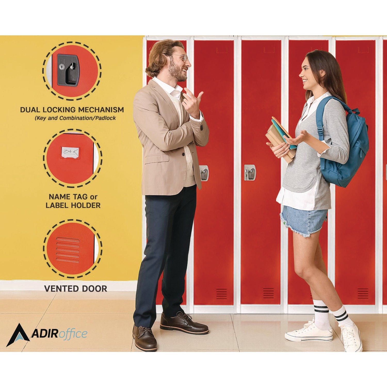 AdirOffice Steel Storage Locker - 1 Compartment, 12