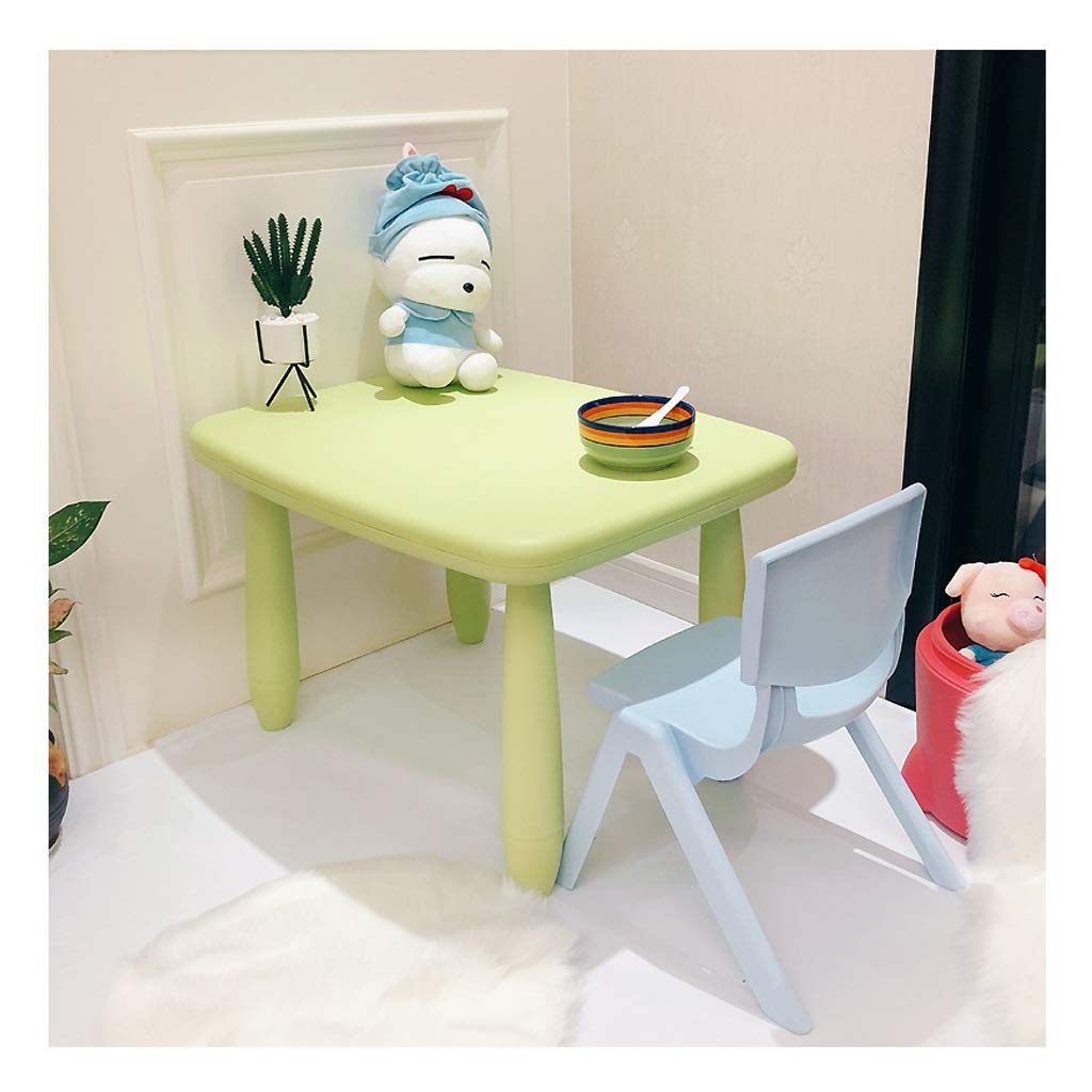 Kids Plastic Dining Table and Chair Set - Green Play Desk for Toddlers & Children | Kindergarten Learning, Game Activity, and Mealtime Furniture for Home & School Use