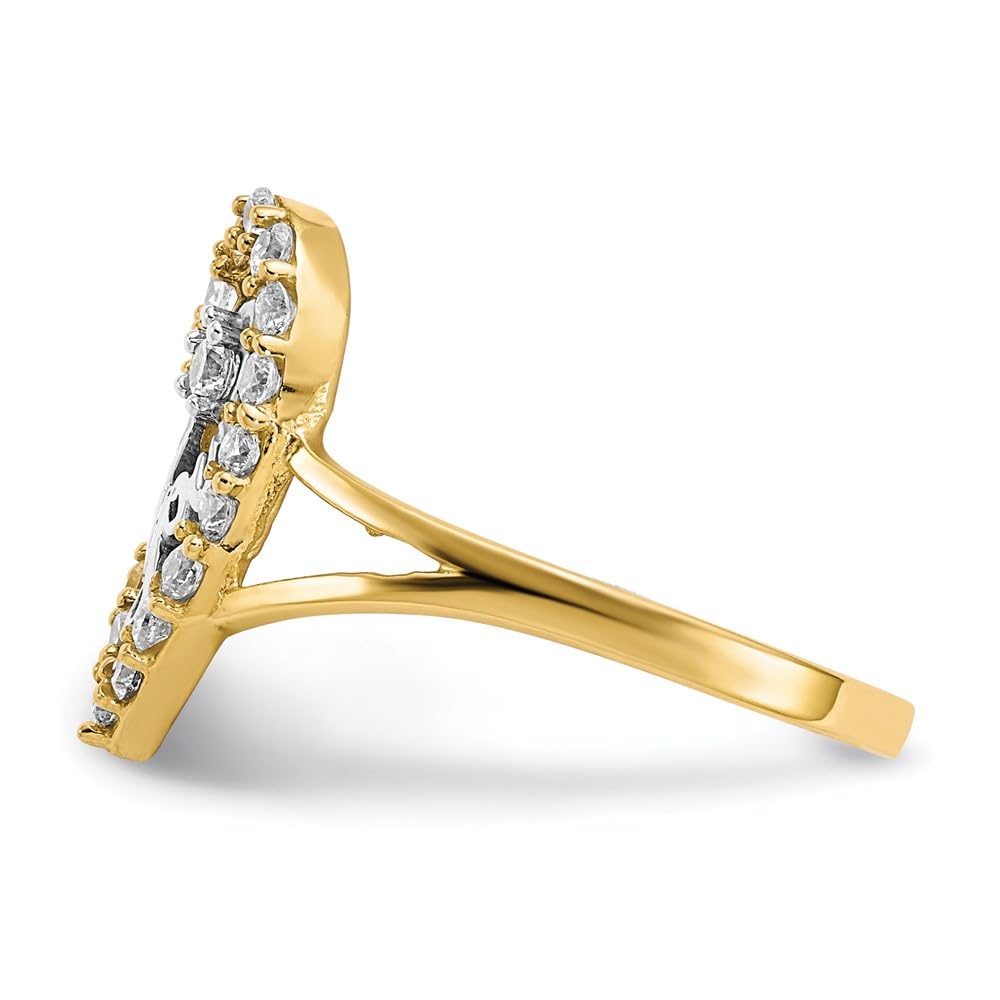 10K Yellow Gold & Rhodium Plated Cubic Zirconia Heart Ring - 