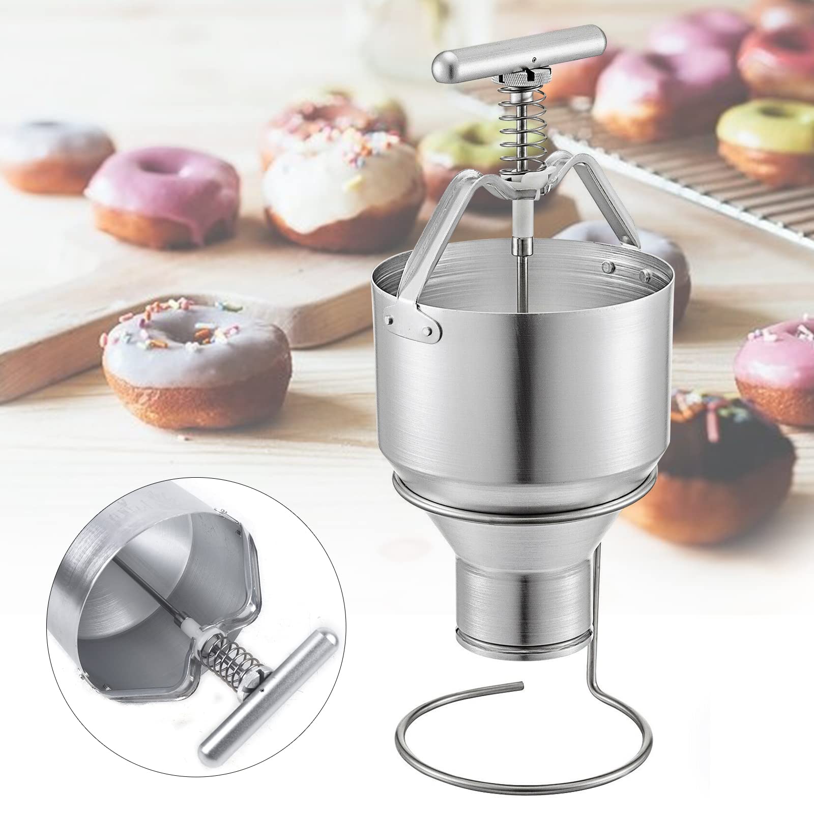 5L Manual Donut Dispenser - Doughnut Maker, Cake Depositor, Waffle & Crepe Plunger Hopper - Perfect for Breakfast, Snacks, Desserts - Ideal for Bakeries, Cafes & Home Baking