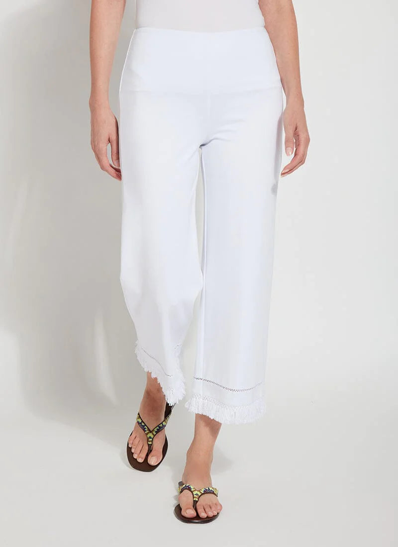 Cropped Wide Leg Pants for Women - High Waisted White Beach Pants | Comfortable Summer Trousers for Vacation, Travel & Casual Outings