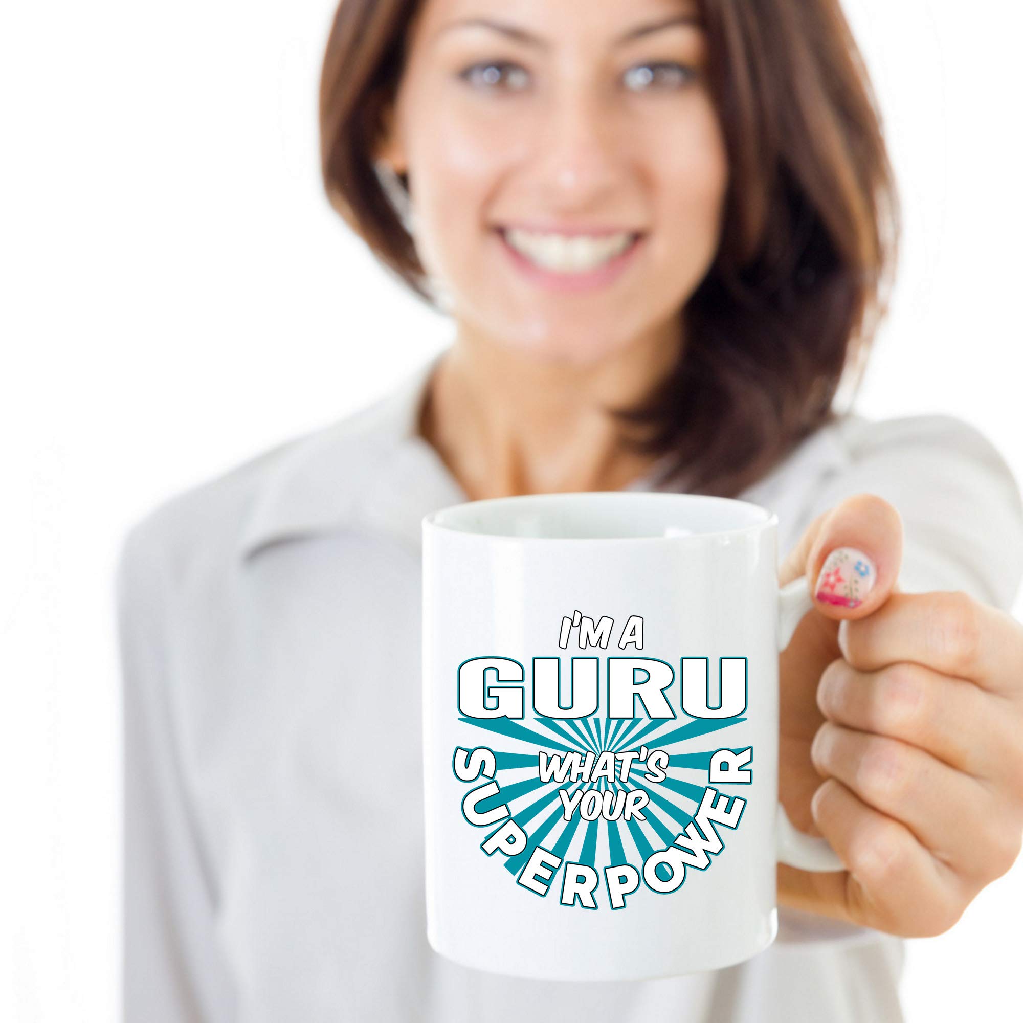 11 oz Funny Coffee Mug - 'I'm A Guru What's Your Superpower' Ceramic Cup Gift for Women & Men | White Coffee Cup for Office, Home & Gag Gifts