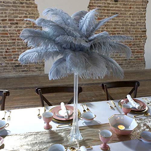 Clear Vase/Silver Feathers