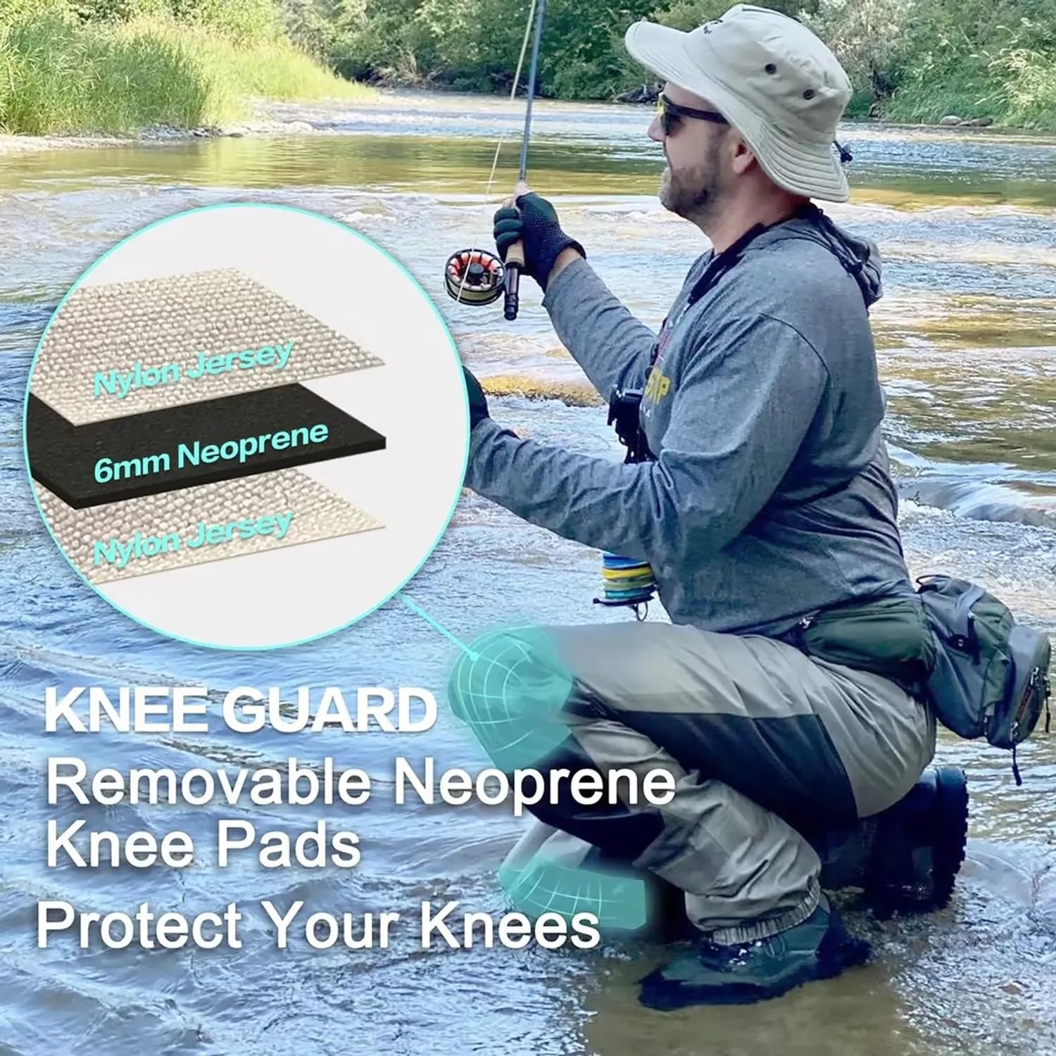 8 Pairs Unisex Waist Waders - 3-Ply Durable Breathable Waterproof Stockingfoot Insulated Fishing Waders for Men & Women - Perfect for Fly Fishing, Kayaking, and Water Sports