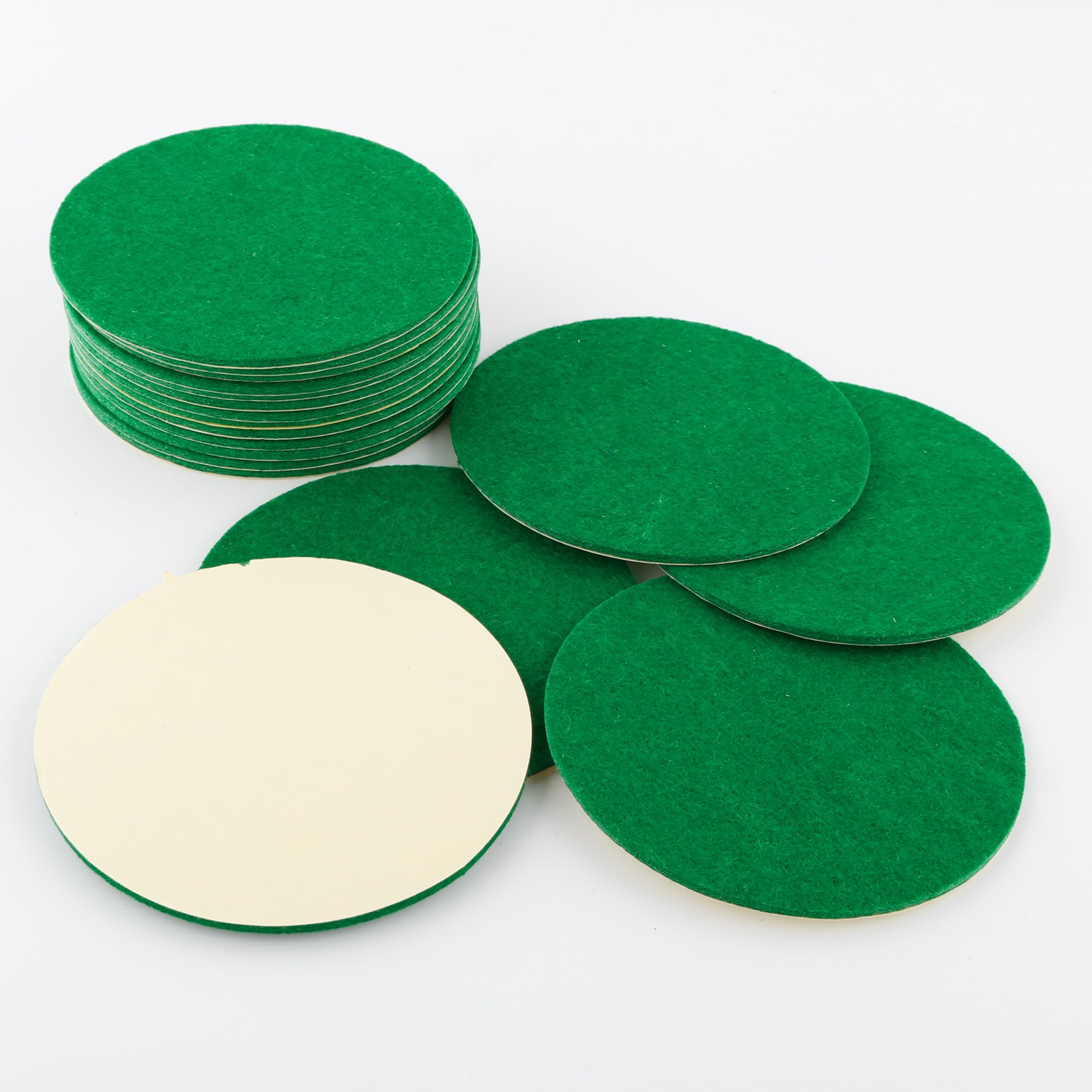 BQSPT 94mm Air Hockey Mallet Felt Pads - 16 Pack Green Self-Adhesive Replacement Pads for 96mm Air Hockey Pushers & Paddles - Perfect for Arcade Game Maintenance & Home Air Hockey Table Accessories