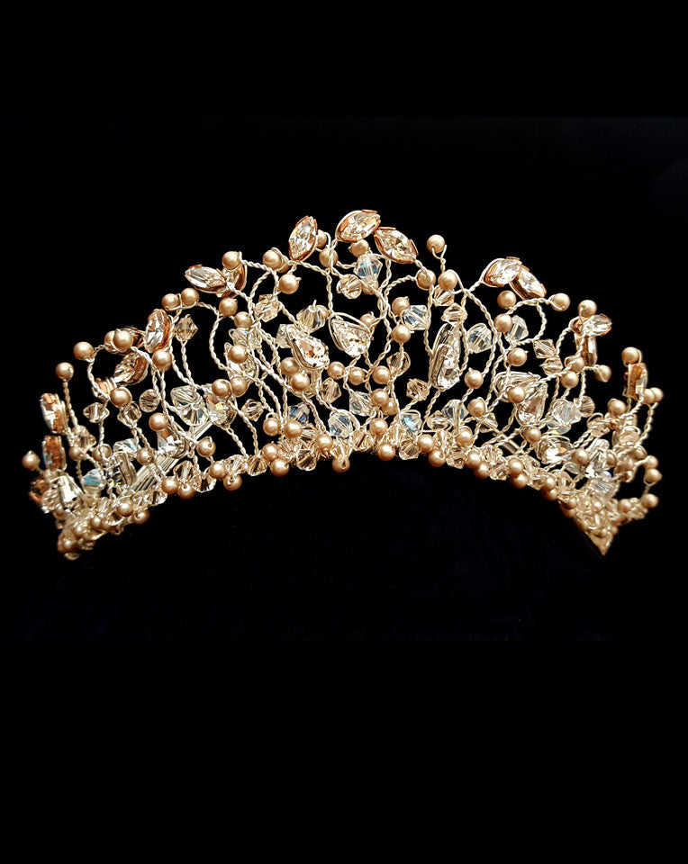 Elegant Crystal & Pearl Bridal Headpiece - Blush Branch Crown for Weddings by Kezani | Perfect for Boho, Beach & Vintage Wedding Hairstyles