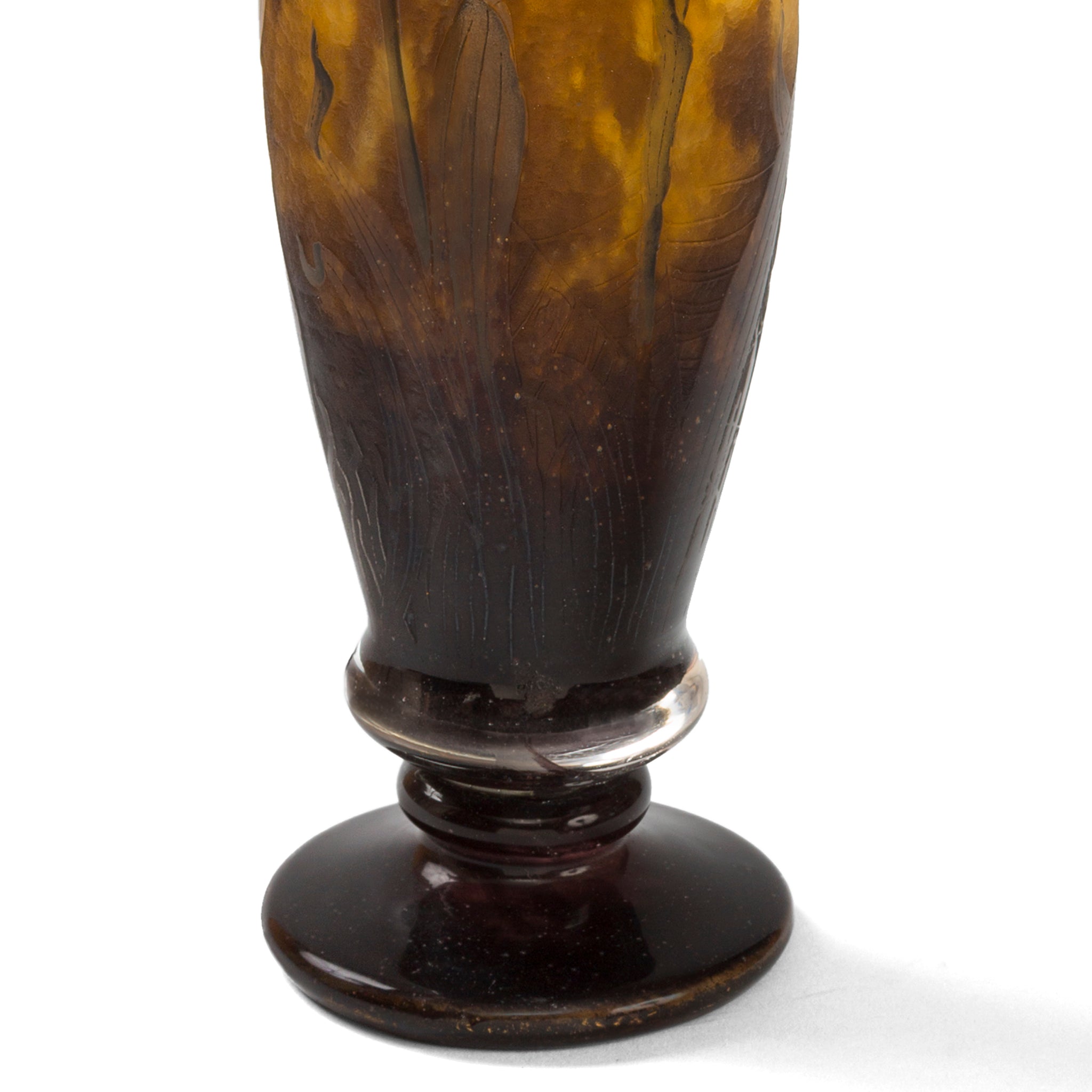 Daum Nancy Enameled & Etched Orchid Landscape Glass Vase - Antique French Art Nouveau Decorative Vase for Home Décor, Wedding Centerpiece & Luxury Gift