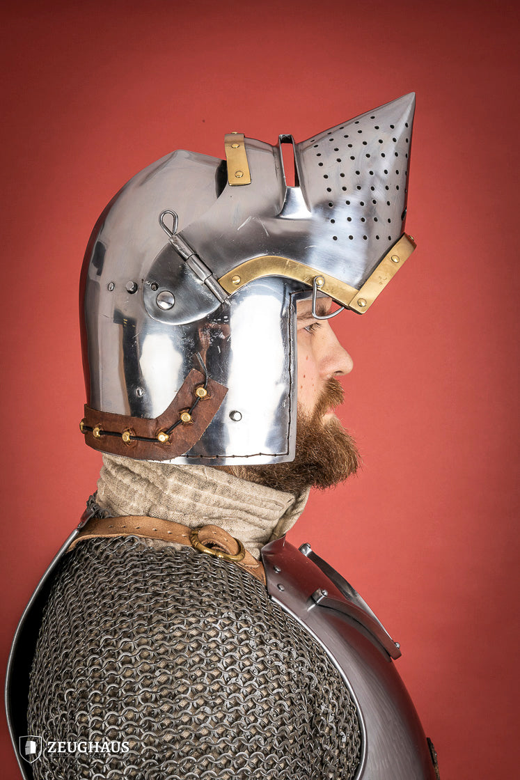 Medieval Houndskull Churburg Bascinet Helmet - 2mm Steel Polished Finish - Perfect for LARP, Historical Reenactment & Cosplay