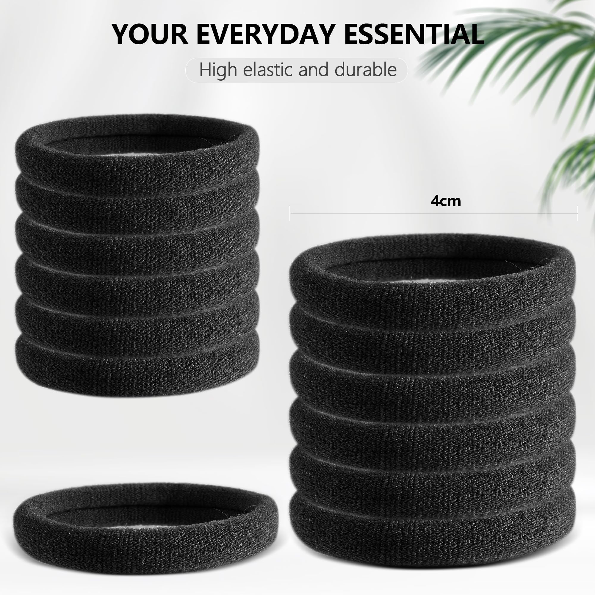 120 Pcs Black Hair Ties for Women - No Damage Ponytail Holders, Seamless Soft Fabric Hair Bands for Thick Hair, Hair Elastics for Pony Tails & Daily Styling (Black) - Perfect for Workouts, Office & Everyday Use