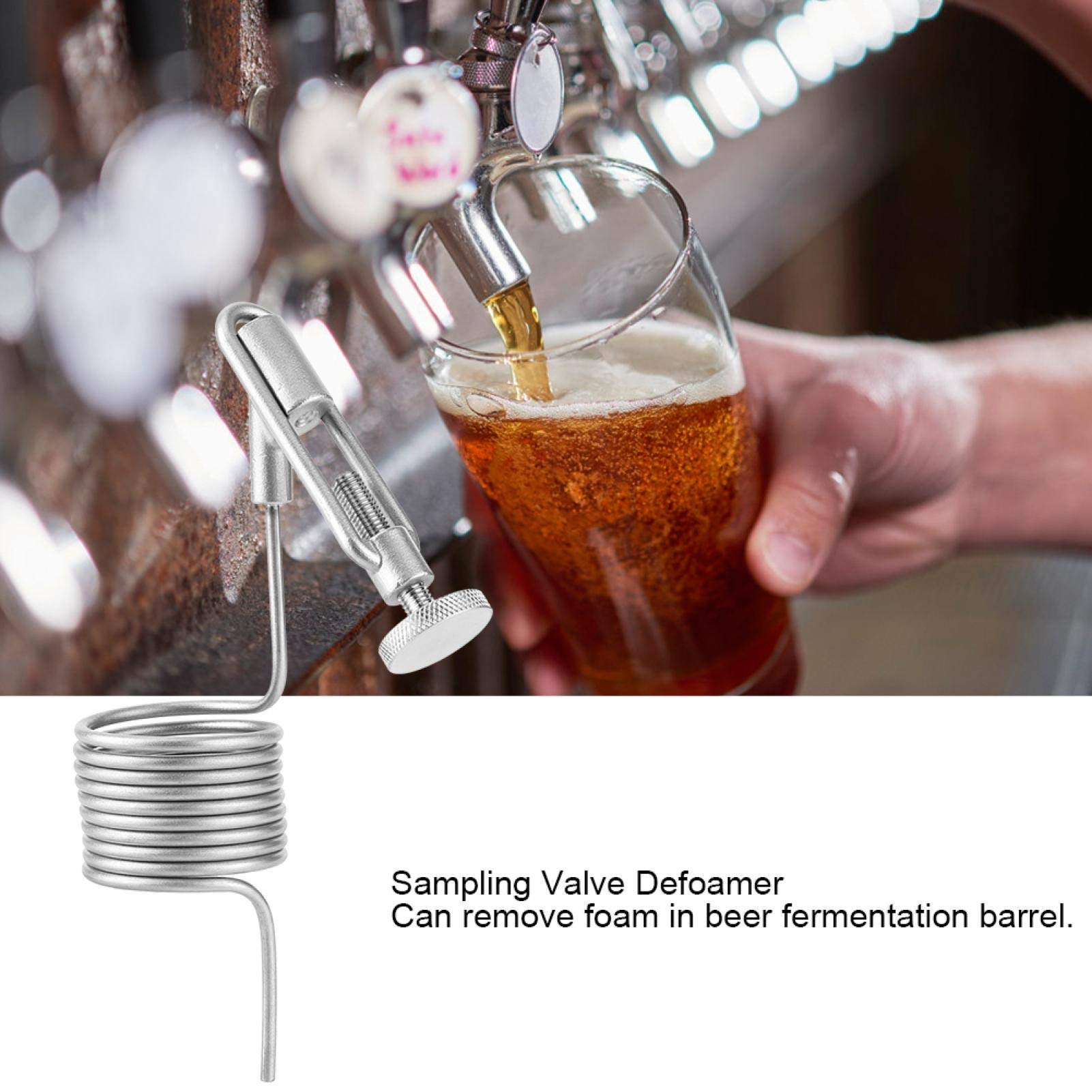 304 Stainless Steel Sampling Coil Defoamer for Homebrew Beer - Brewing Sampling Valve & Defrother Kit - Fermenter Accessory for Beer, Wine & Mead Making (Silver)