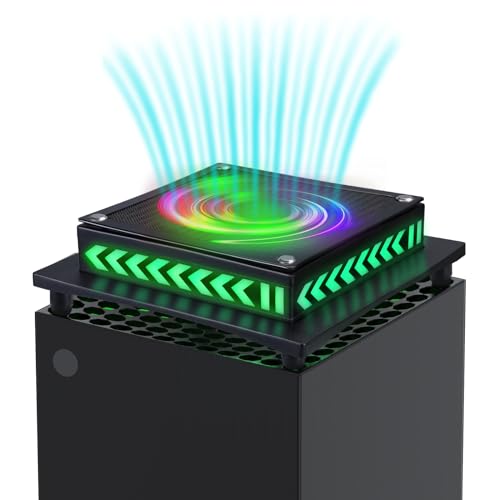 Xbox Series X Cooling Fan with LED Lights - Quiet Cooling System for Enhanced Gaming Performance - Perfect for Long Gaming Sessions & Overheating Prevention (Black)