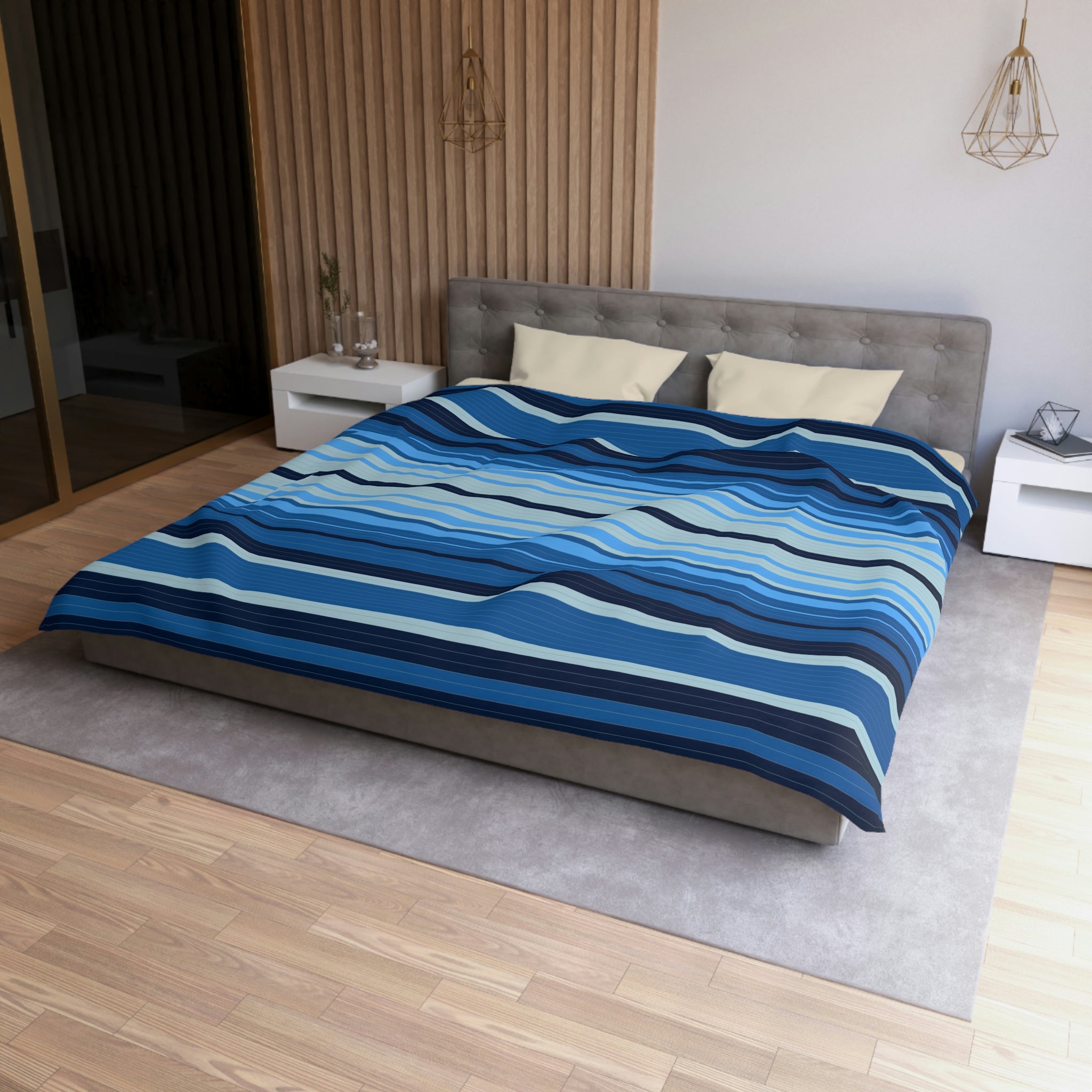 Sweetwater Striped Microfiber Duvet Cover Set - Soft Breathable Bedding Comforter Cover for All Seasons - Perfect for Master Bedroom, Guest Room & Dorm Decor