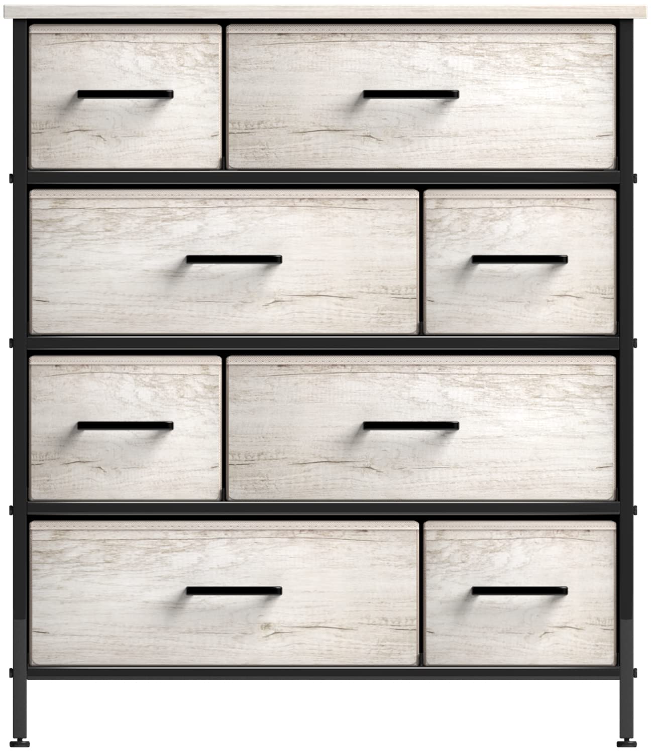 Sorbus 8-Drawer Fabric Dresser for Bedroom - Sturdy Steel Frame with Wood Top & Faux Wood Fabric - Tall Clothes Storage Chest - Portable Standing Wardrobe Organizer - Perfect for Small Spaces, Dorm Rooms & Apartment Closets