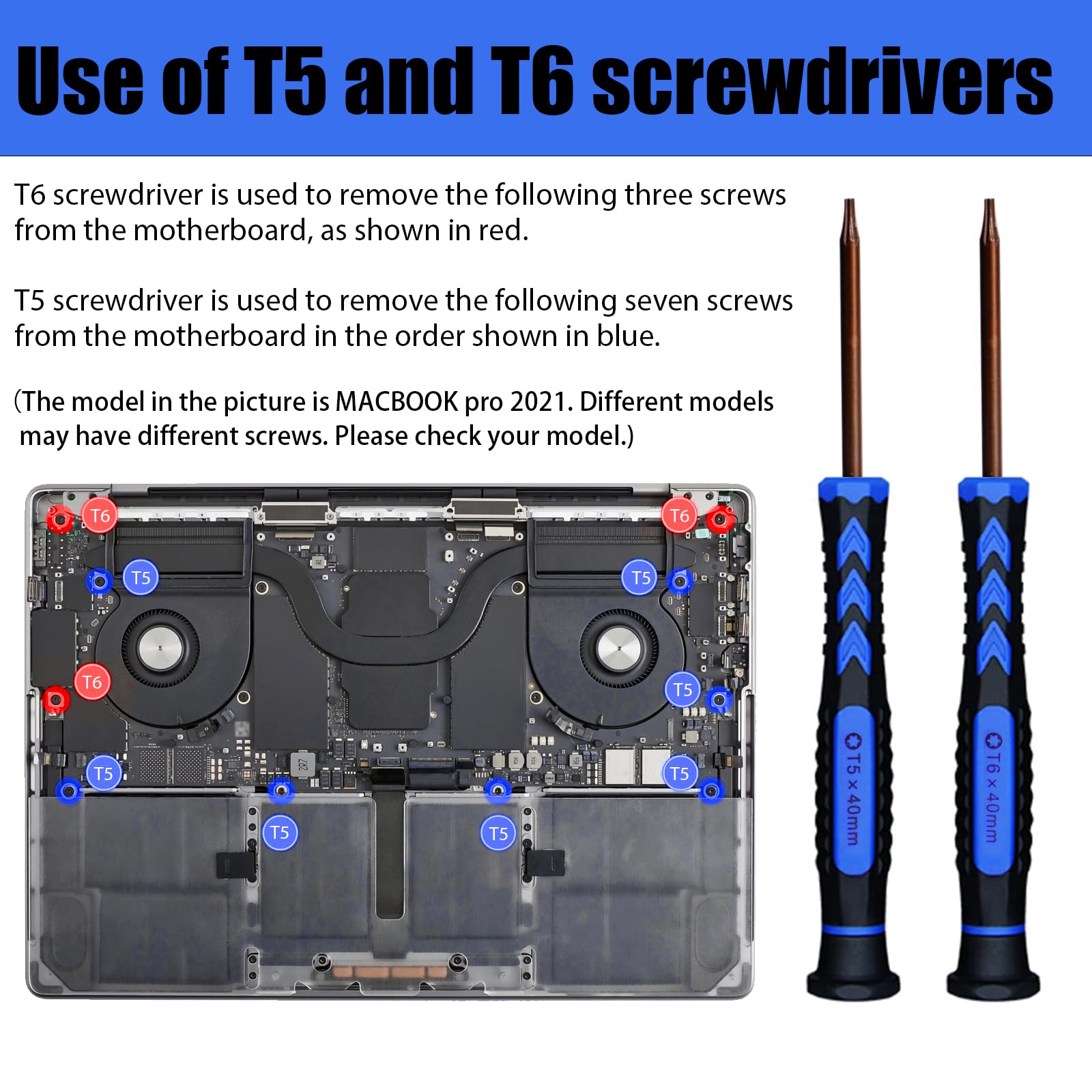 Premium MacBook Repair Kit - 7-Piece Screwdriver Set with P5 Pentalobe, T5/T6 Torx, PH000 Phillips Bits + Metal/Nylon Spudgers - Compatible with MacBook Pro & Air - Perfect for DIY Repairs, Screen Replacement & Electronics Maintenance