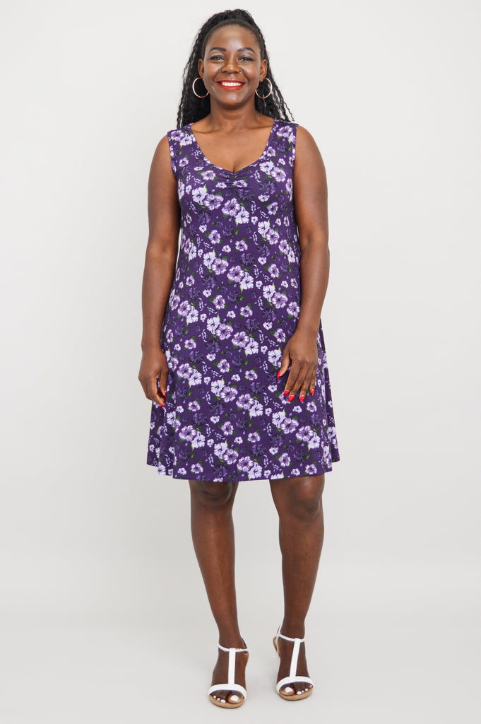 Lanai Sleeveless Midi Dress - Floral Hibiscus Print & Breathable Bamboo Fabric | Summer Beach Dress for Vacation, Resort Wear & Tropical Getaways