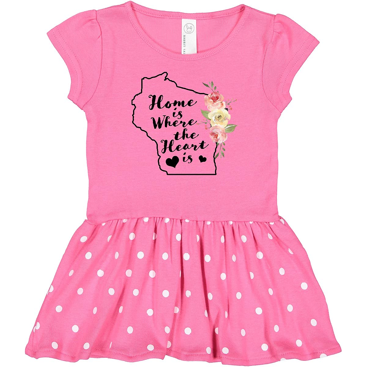 Inktastic Wisconsin Home is Where The Heart is Watercolor Print Infant Dress - Perfect for Family Photos, Baby Showers & Special Occasions