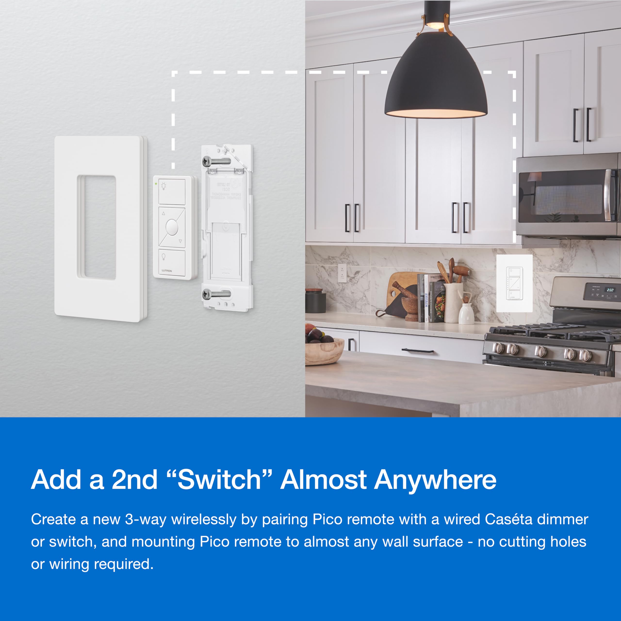 Lutron Caseta Smart Dimmer Switch Kit - 2 Dimmers, 2 Wall Plates, 2 Remotes, 2 Pedestals & Hub - Works with Alexa, Apple HomeKit, Google Assistant - 3-Way, 150W, No Neutral Required - Perfect for Smart Home Lighting Control in Living Room, Bedroom & Kitchen