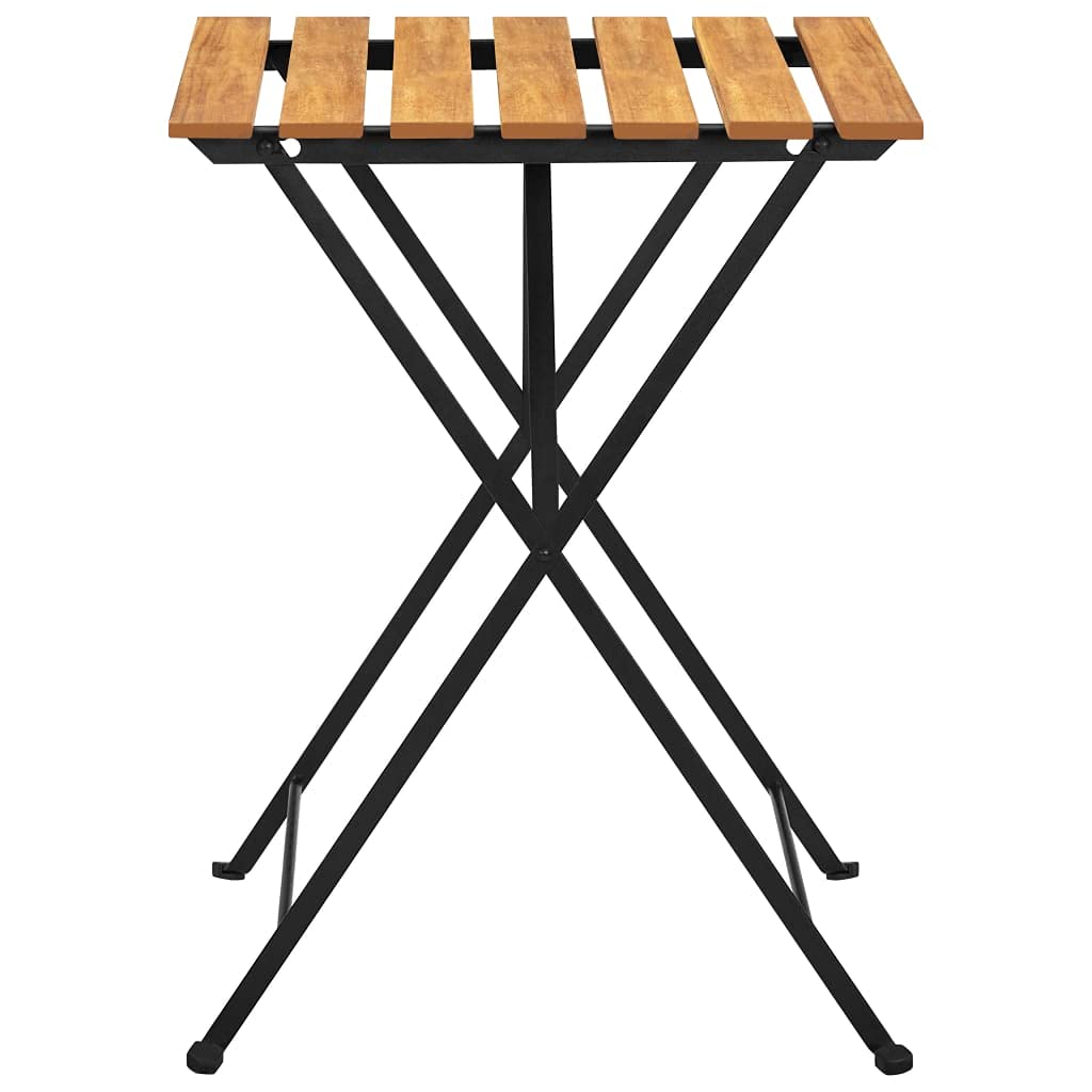Acacia Wood Folding Bistro Table 21.7x21.3x28 Inch - Compact Outdoor Dining Table for Patio, Balcony, Garden, Poolside & Small Spaces - Fast Shipping