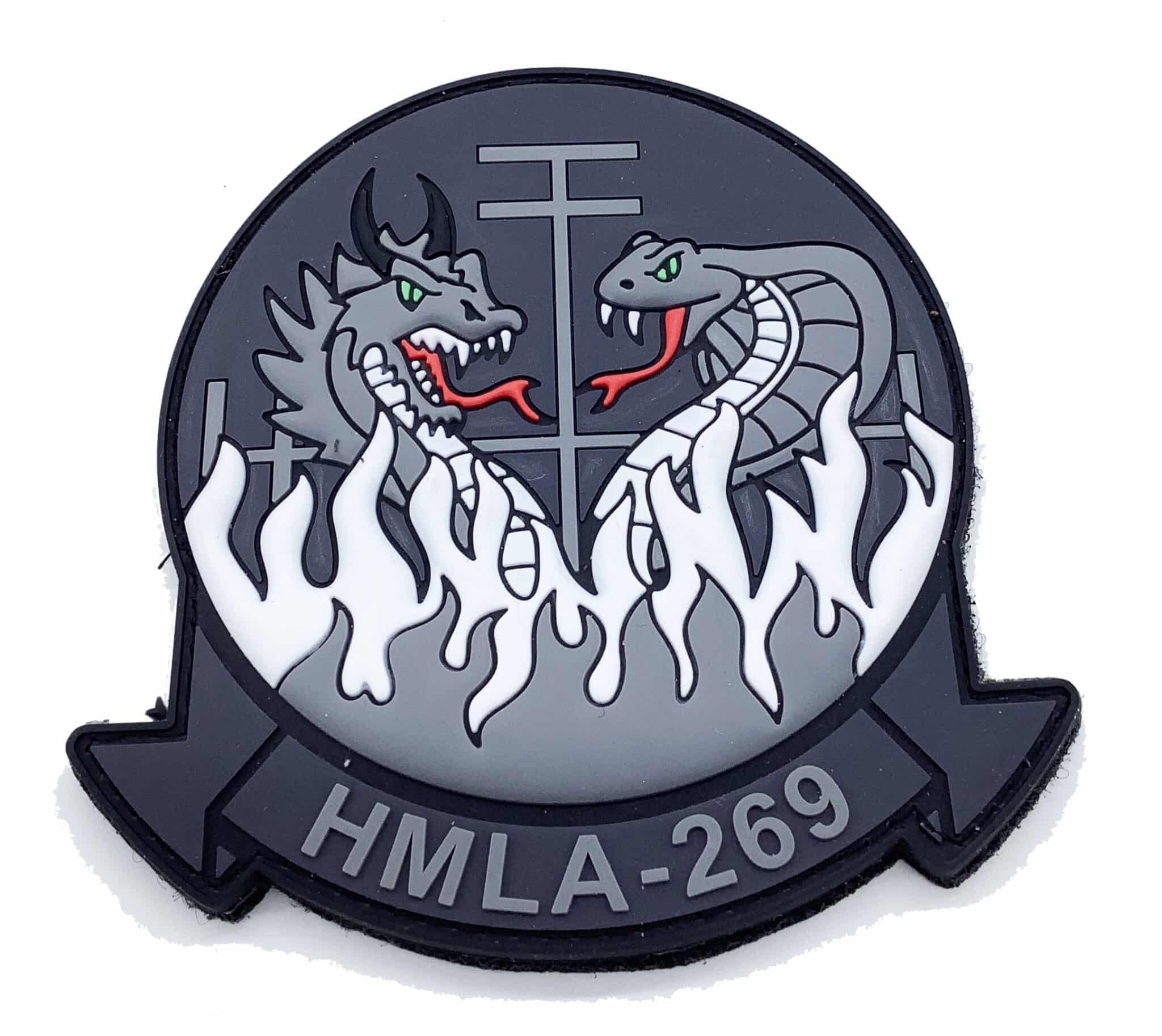 HMLA-269 Gunrunners Gray PVC Patch with Hook and Loop Backing - Military Morale Patch for Tactical Gear, Hats, and Backpacks - Perfect for Veterans, Collectors, and Outdoor Enthusiasts
