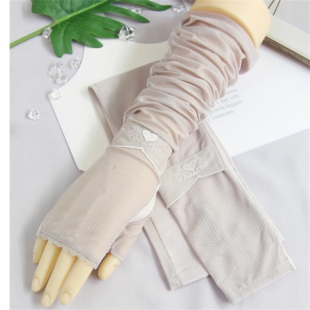 ZYKHD Women's Summer Ice Silk Gloves - Thin UV Protection Arm Sleeves, Half Finger Riding & Driving Arm Guards (One Size) - Perfect for Cycling, Motorcycling, Outdoor Sports & Sun Protection