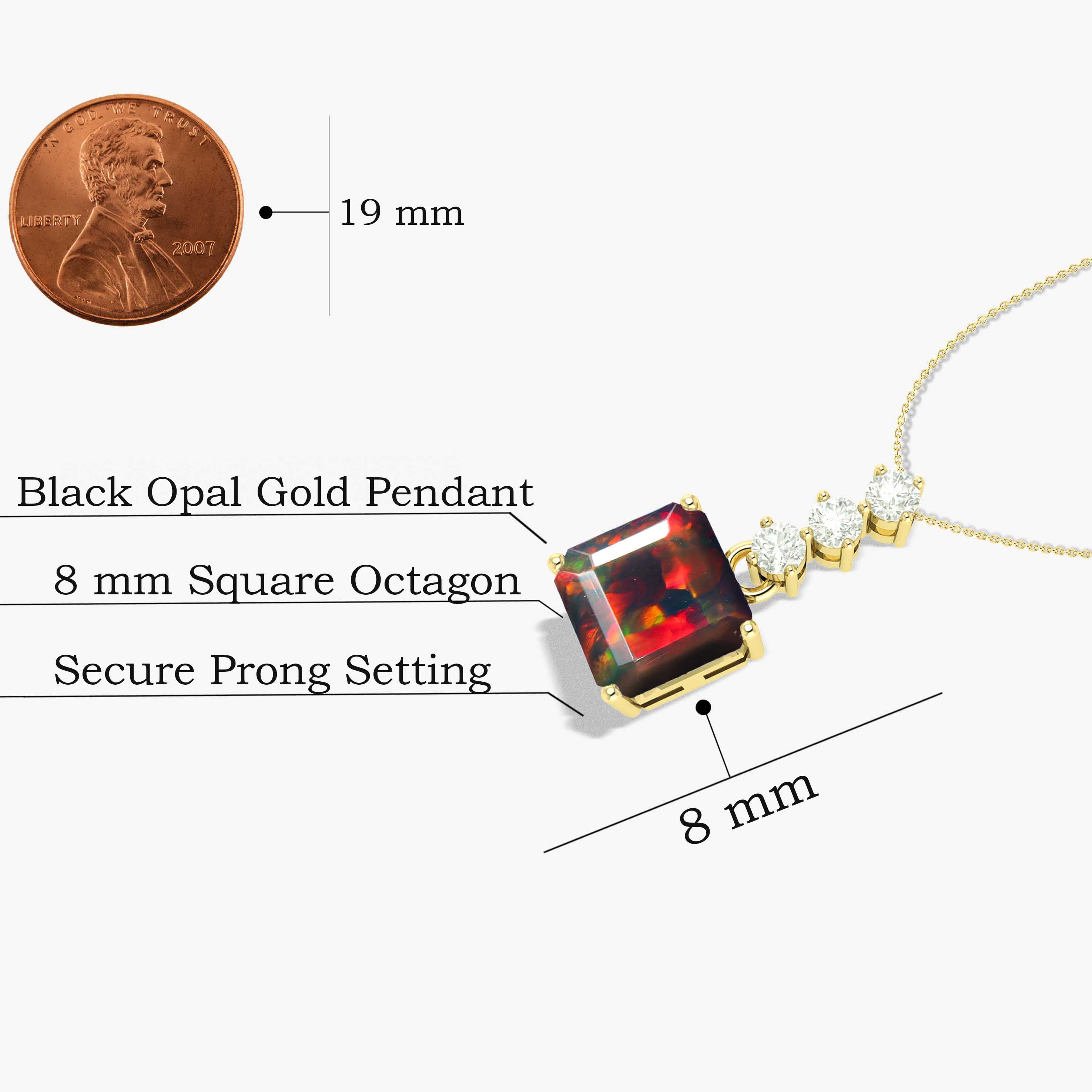 Multifire Black Opal Octagon Gemstone Pendant Necklace - Elegant Jewelry for Women, Perfect Gift for Birthday, Anniversary & Special Occasions