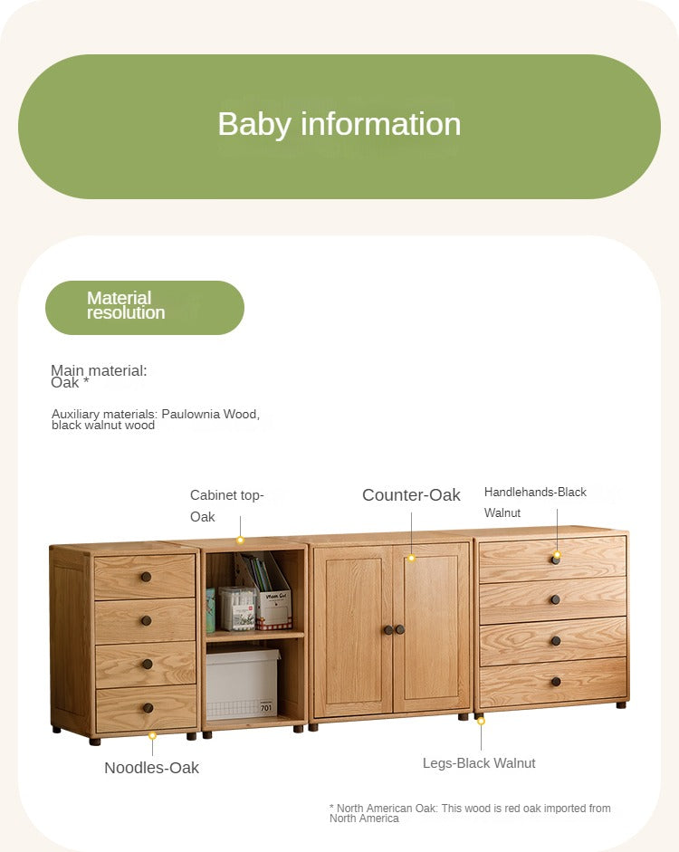 Solid Oak Wood Modern Nordic Kids Dresser - 5-Drawer Storage Cabinet for Nursery, Bedroom & Playroom Organization