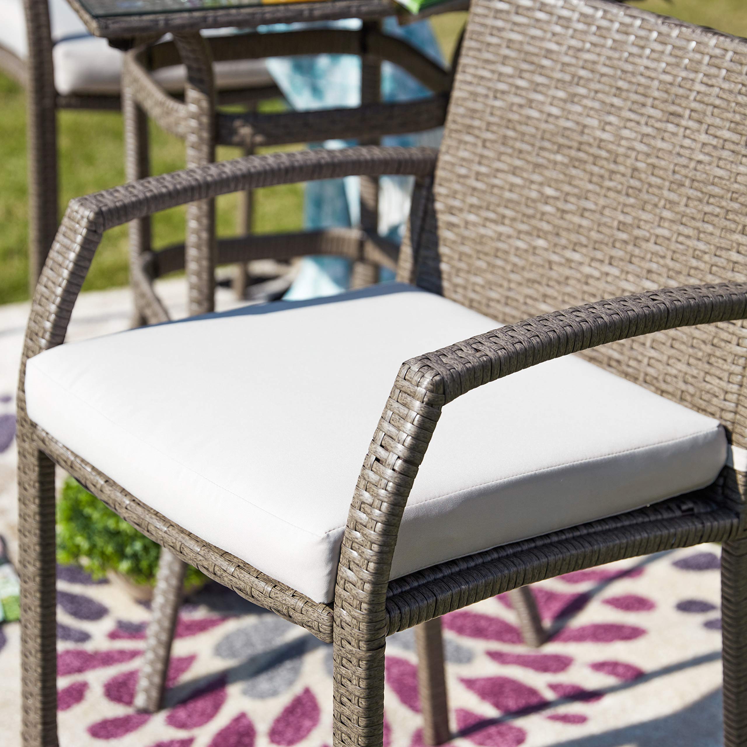 3-Piece Wicker Patio Furniture Set - Rattan Chairs with Cushions, Outdoor Bistro & Conversation Set for Garden, Courtyard, or Backyard Relaxation
