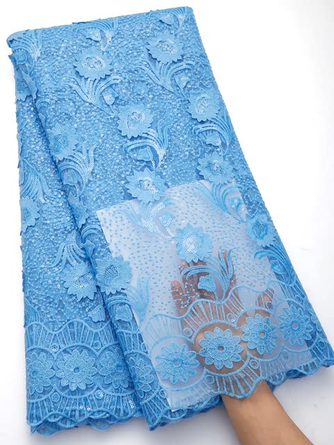 Premium African Lace Fabric with Embroidered Sequins - French Tulle Mesh Net Lace for Wedding Dresses, Bridal Gowns & Party Attire - Nigerian Lace Material for DIY Sewing Projects - Perfect for Bridal, Evening Gowns & Special Occasion Outfits