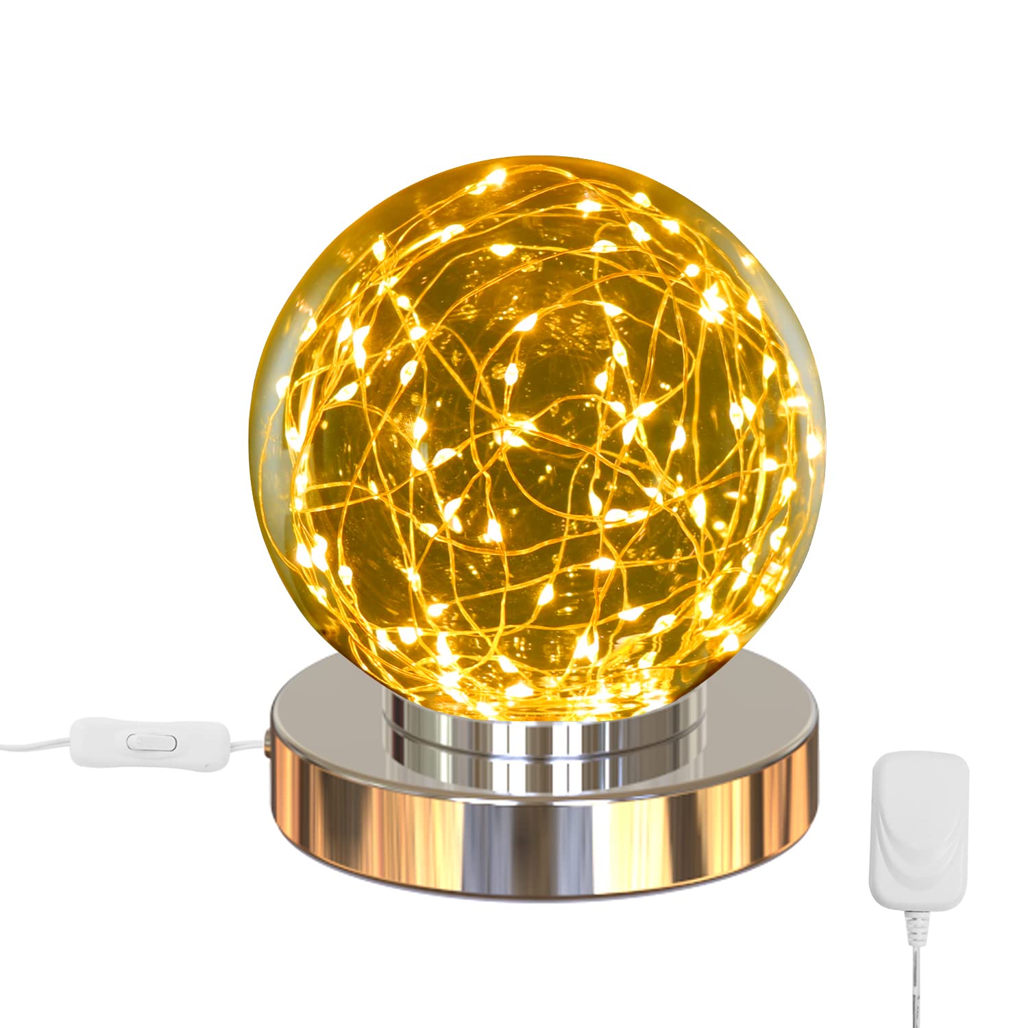 Fairy String Lights - 5 Inch Warm White LED Glass Table Lamps for Modern Home Decor, Bedroom Atmosphere Lighting, Kids Night Light, Birthday & Christmas Party Decorations - Perfect for Nursery, Wedding, Garden and Indoor Decoration