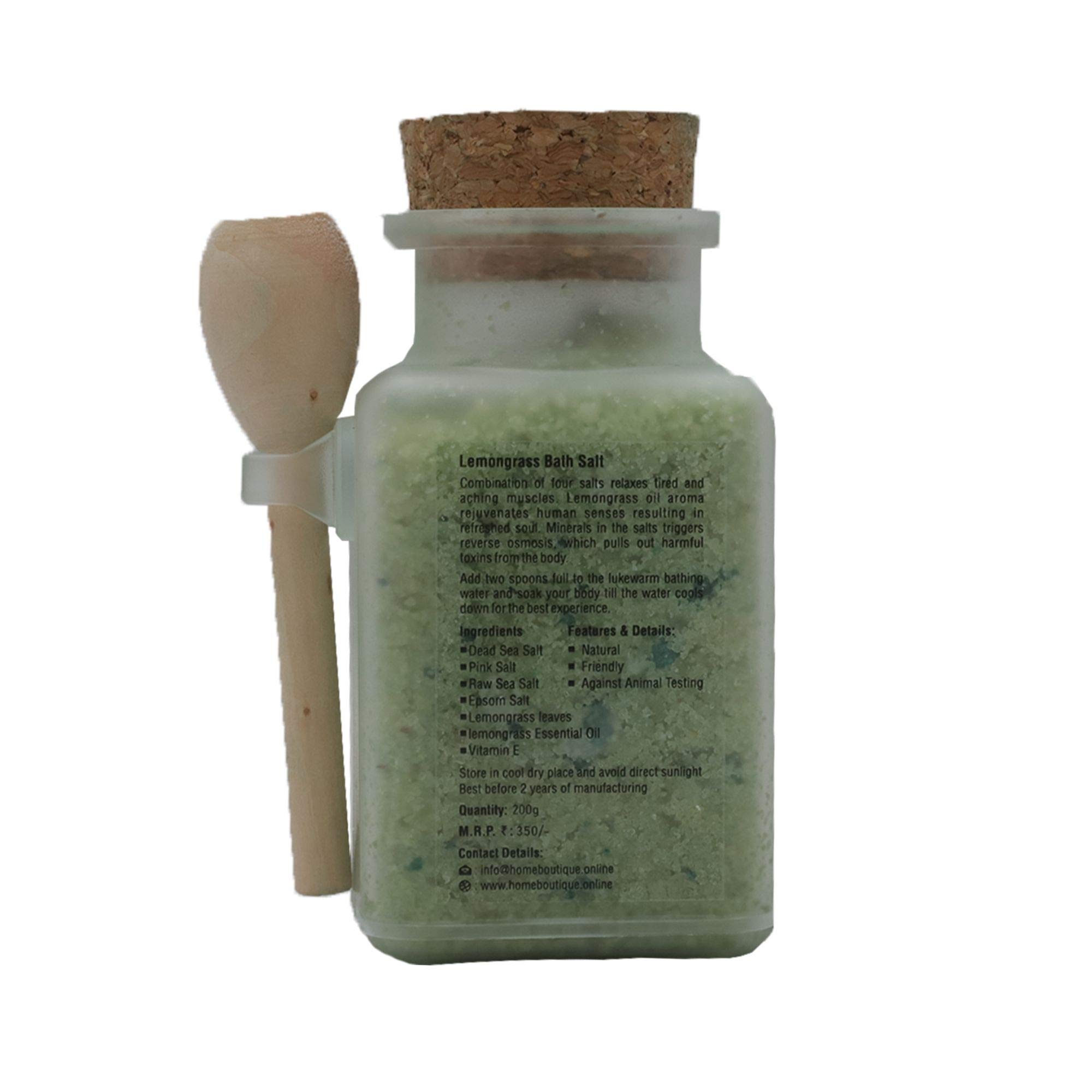 Natural Epsom Bath Salts with Lemongrass Essential Oil - 200g Muscle Relaxation & Pain Relief for Stress, Soreness & Spa-Like Experience at Home