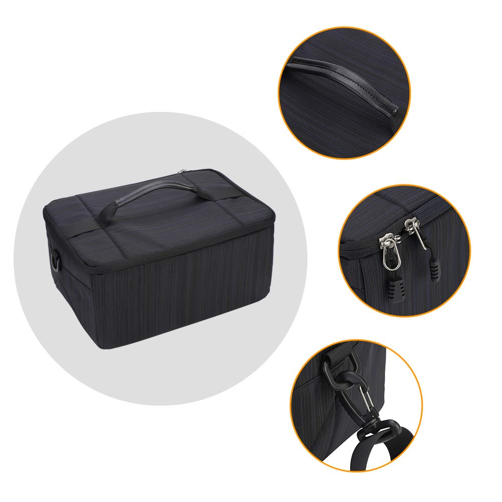 ANGGREK Portable Protective Camera Lens Case with Insert Partition & Handle - Durable Pouch for DSLR Lens Accessories (Black) - Perfect for Travel, Photography & Outdoor Shooting