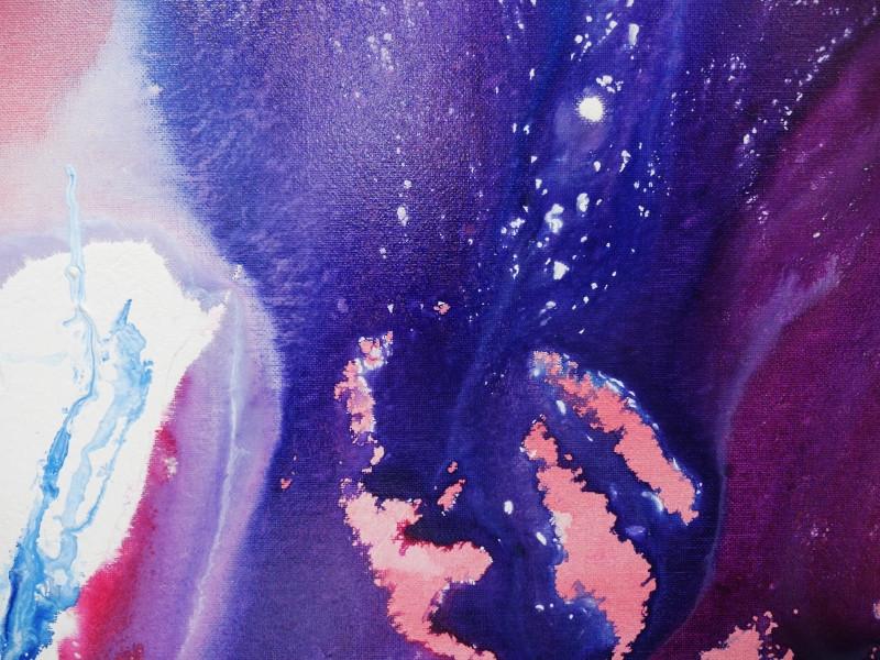 Blue Bird Liquid Carat 120x120cm Pink Purple Abstract Canvas Art - Modern Wall Decor for Living Room, Bedroom & Office