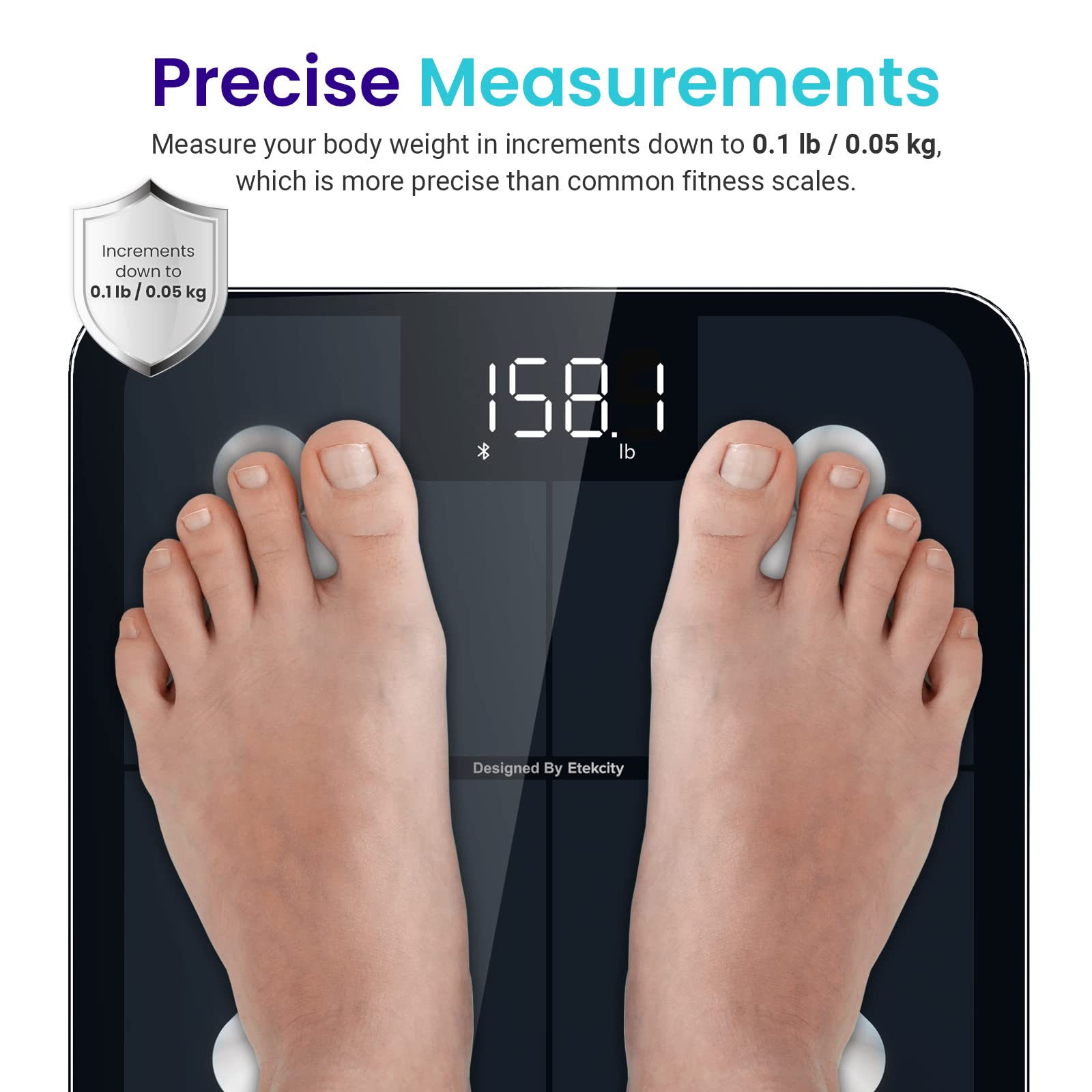 Etekcity Digital Smart Scale - Bluetooth Body Weight Analyzer & Food Kitchen Scale with 304 Stainless Steel | Track BMI, Fat & Muscle Mass | Perfect for Home Gym, Bathroom & Healthy Cooking