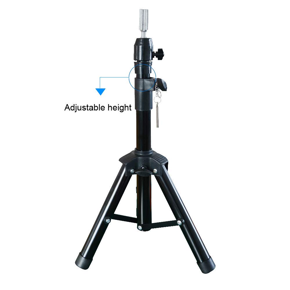 Adjustable Tripod Wig Stand for Mannequin Head - Sturdy Wig Holder with Canvas Block for Styling, Storage & Display - Perfect for Salon, Home Hairstyling & Cosplay Use
