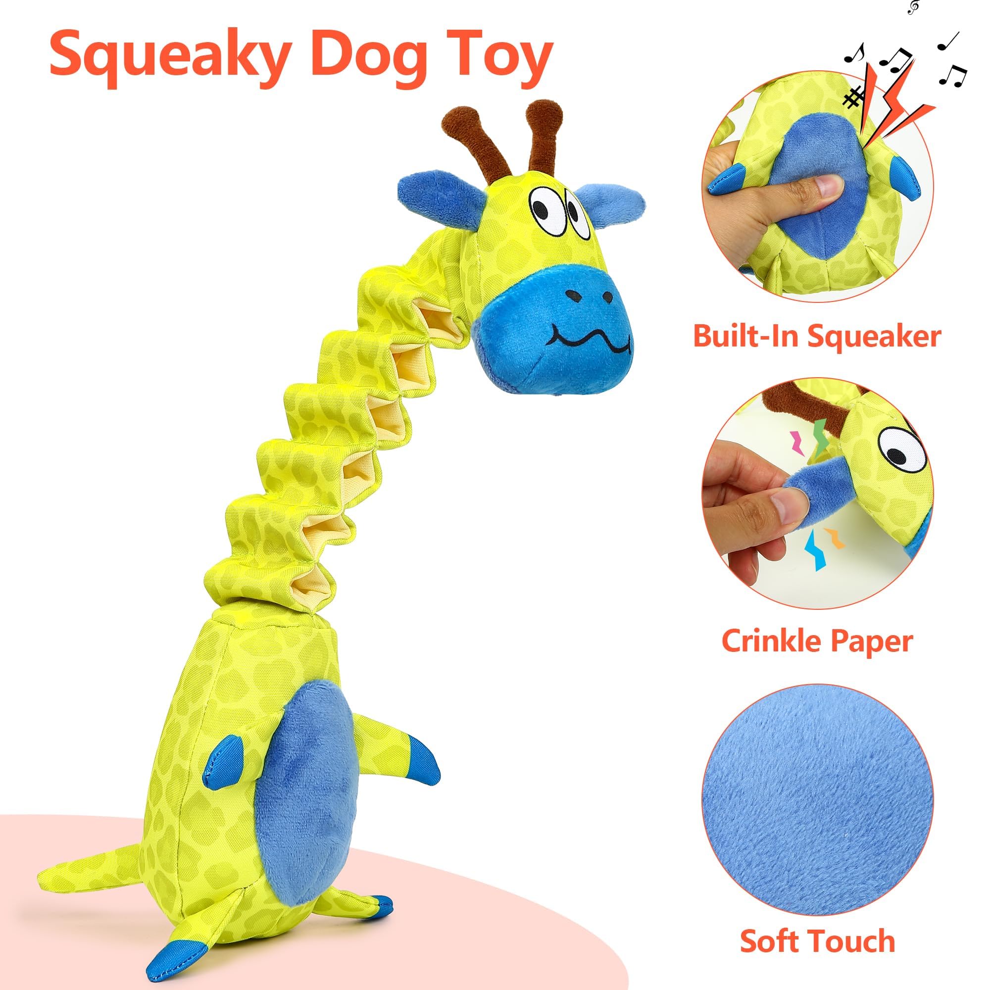 **PUHOHUN Squeaky Dog Toys for Large Dogs – Interactive Tug of War, Cotton & Crinkle Paper, Durable Chewing Stuffed Toy – Perfect for Playtime, Training, and Bonding with Your Pet**