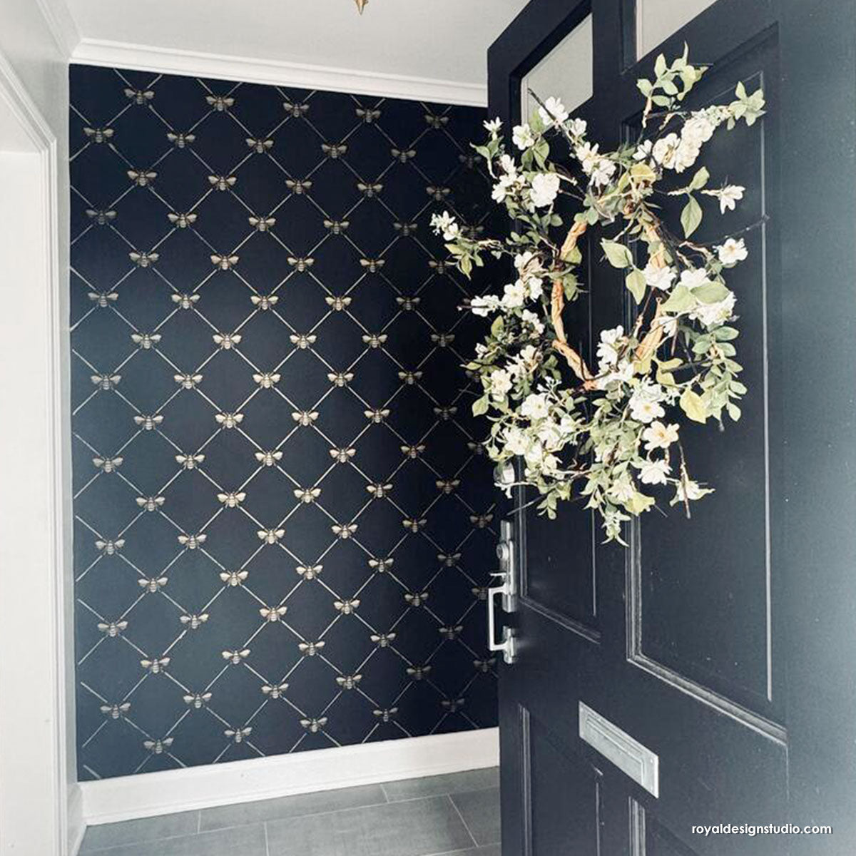 French Bee Trellis Stencil - Reusable DIY Wall Art Template for Home Decor, Garden Projects & Crafting - Perfect for Painting, Stenciling on Wood, Fabric, and Furniture