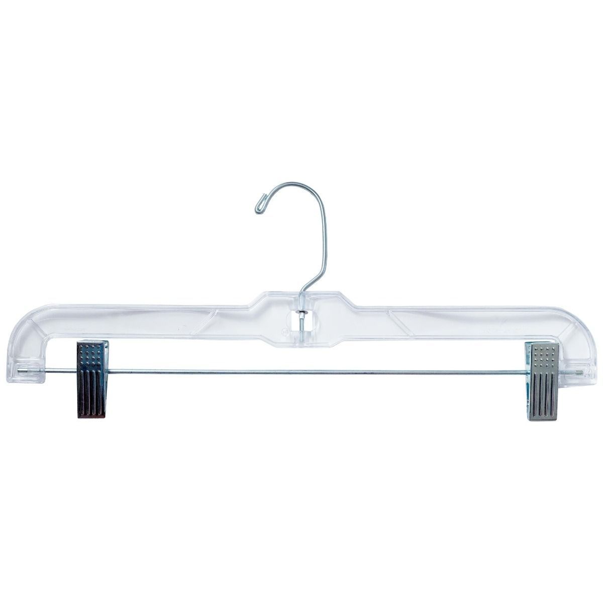 Heavy Duty Plastic Slack Hangers - 14 Inch Clear Garment Hooks (100 Pack) - Perfect for Closet Organization, Retail Displays, and Laundry Room Storage