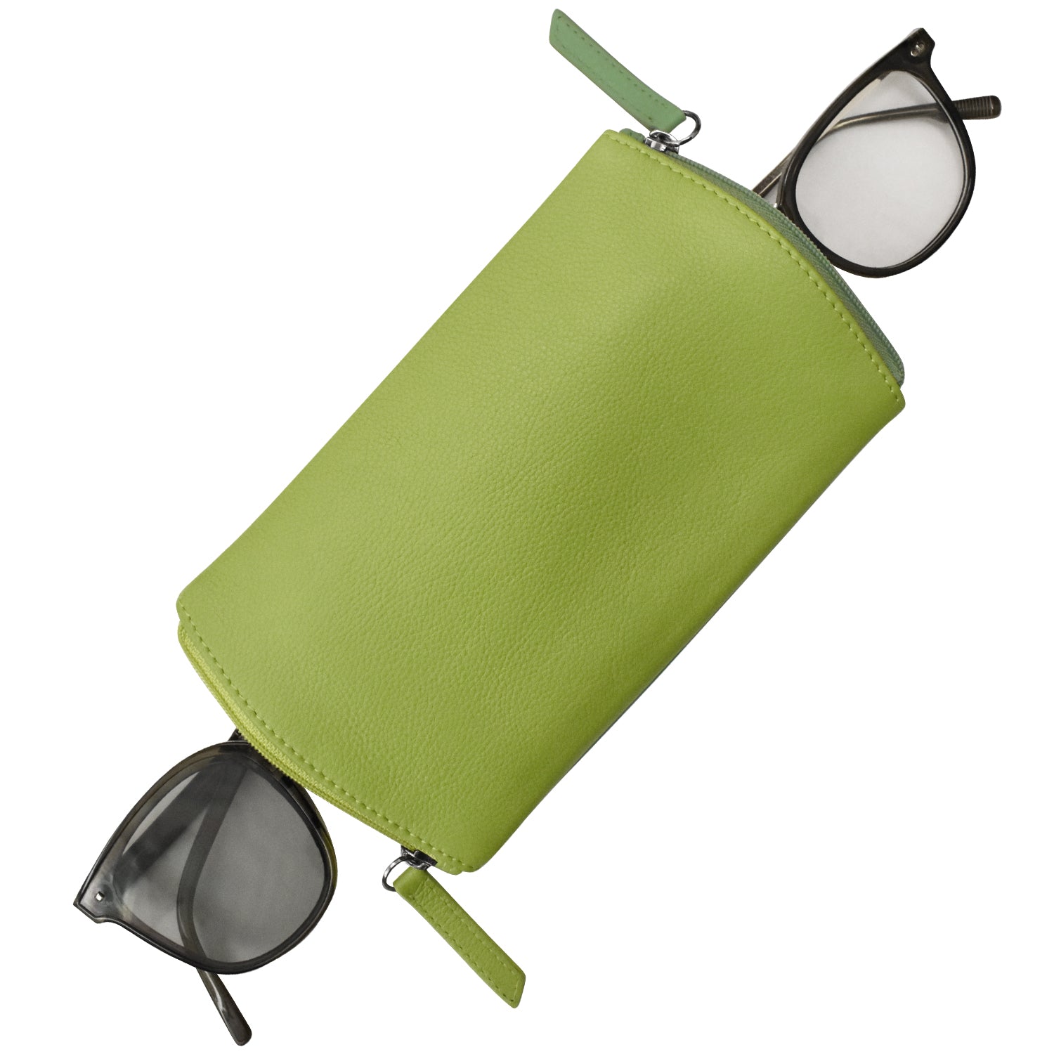 Two Tone Double Zip Eyeglass Case - Stylish Protective Eyewear Storage for Sunglasses & Reading Glasses - Perfect for Travel, Work & Everyday Use