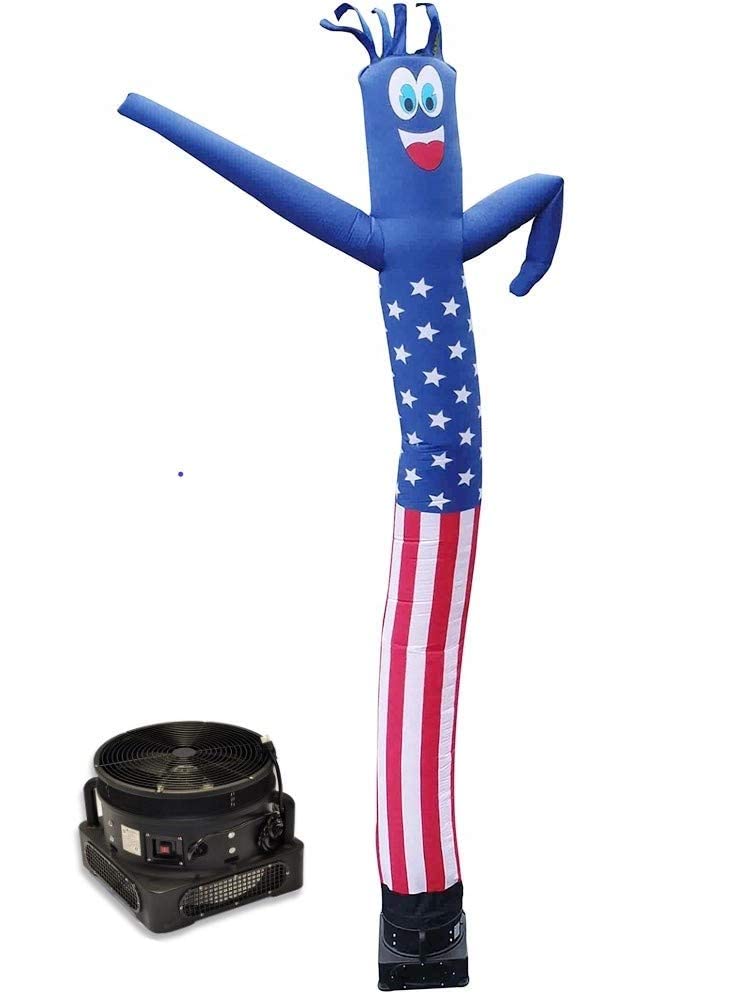 20ft American Flag Inflatable Tube Man - Air Powered Dancing Wacky Waving Guy with 1HP 2-Speed Blower | Perfect for Car Dealerships, Grand Openings, Sports Events & Patriotic Celebrations