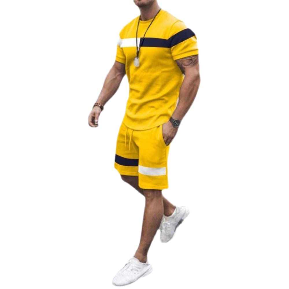 WFIAOUESS Men's 2-Piece Short Sets | Summer Sportswear Tracksuit | Lightweight Sweat Suits | Casual Gym & Outdoor Activewear